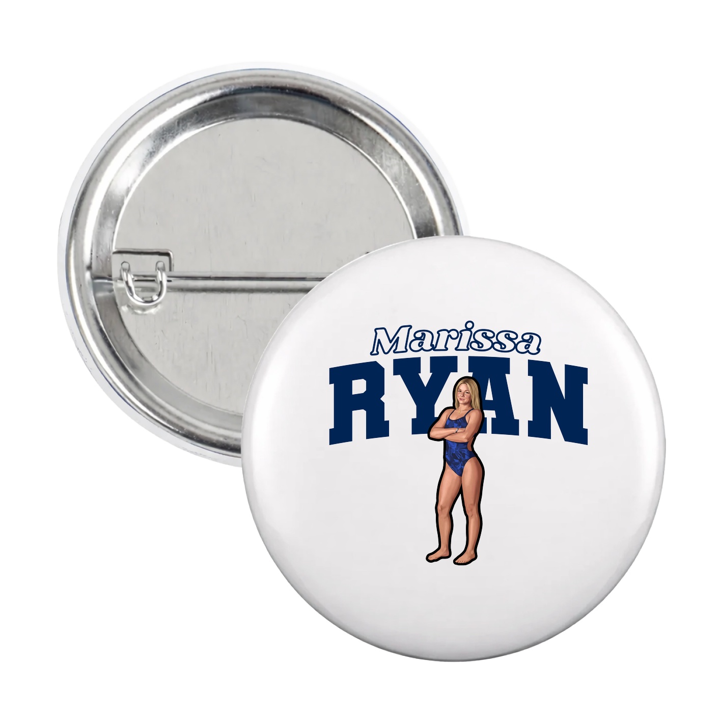 Game Day Button — Name Arch in White