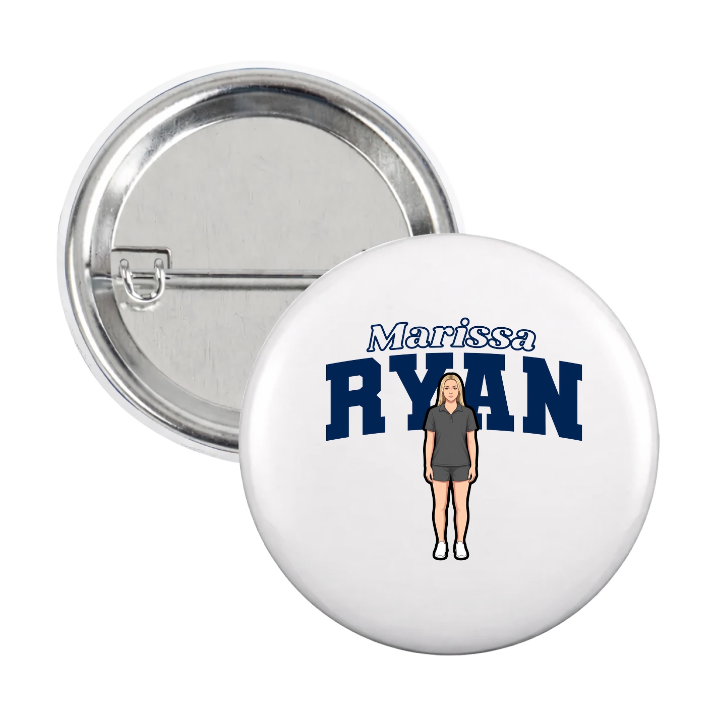 Game Day Button — Name Arch in White