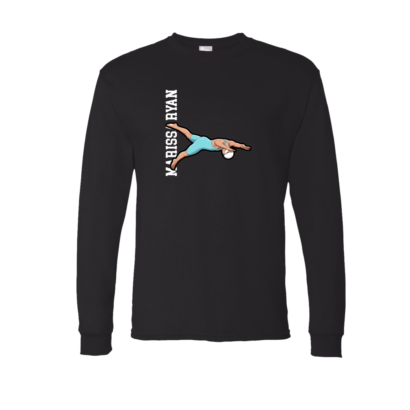 Long Sleeve Tee — Name Vertical in Black