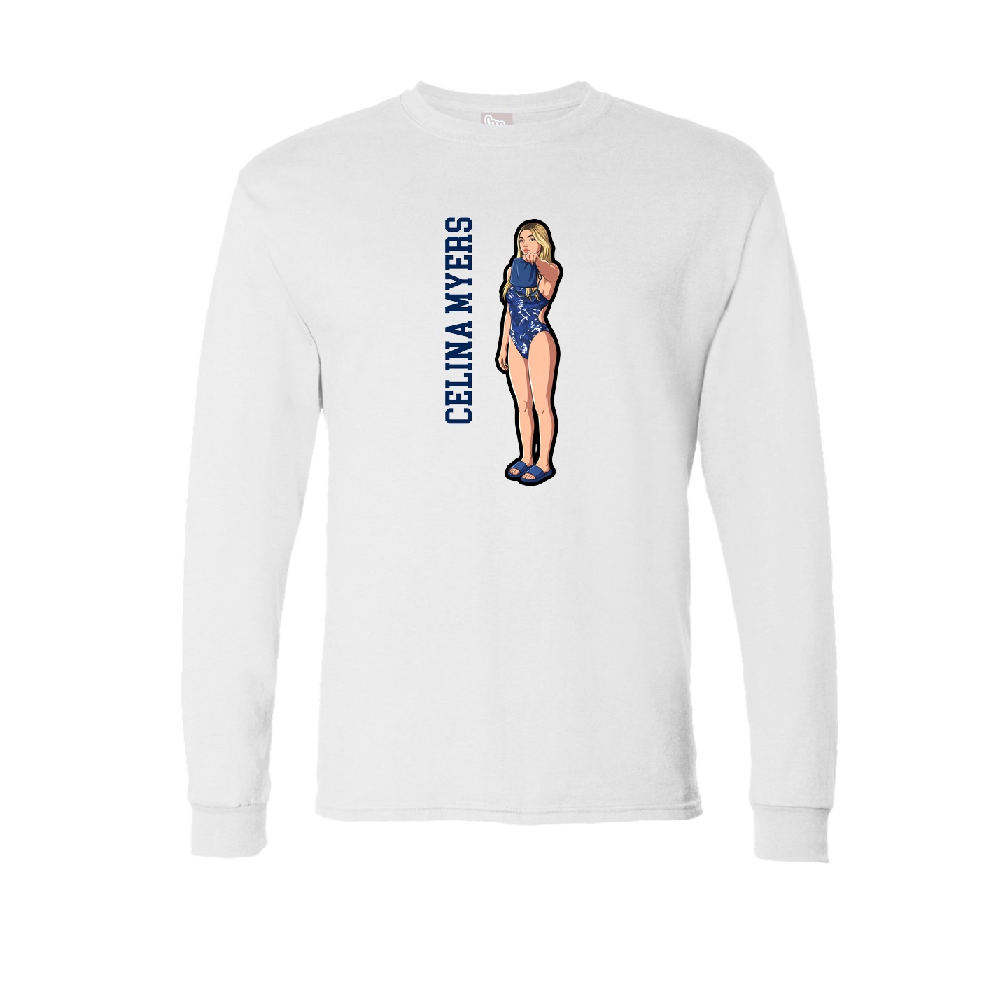 Long Sleeve Tee — Name Vertical in White