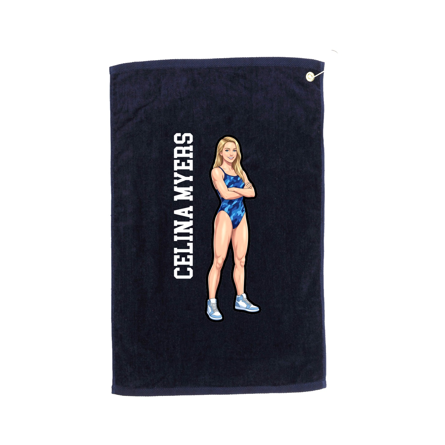 Golf Towel — Name Vertical in Navy
