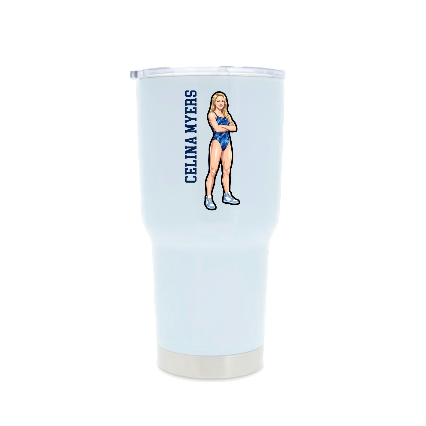 30oz Stainless Steel Tumbler — Name Vertical in White