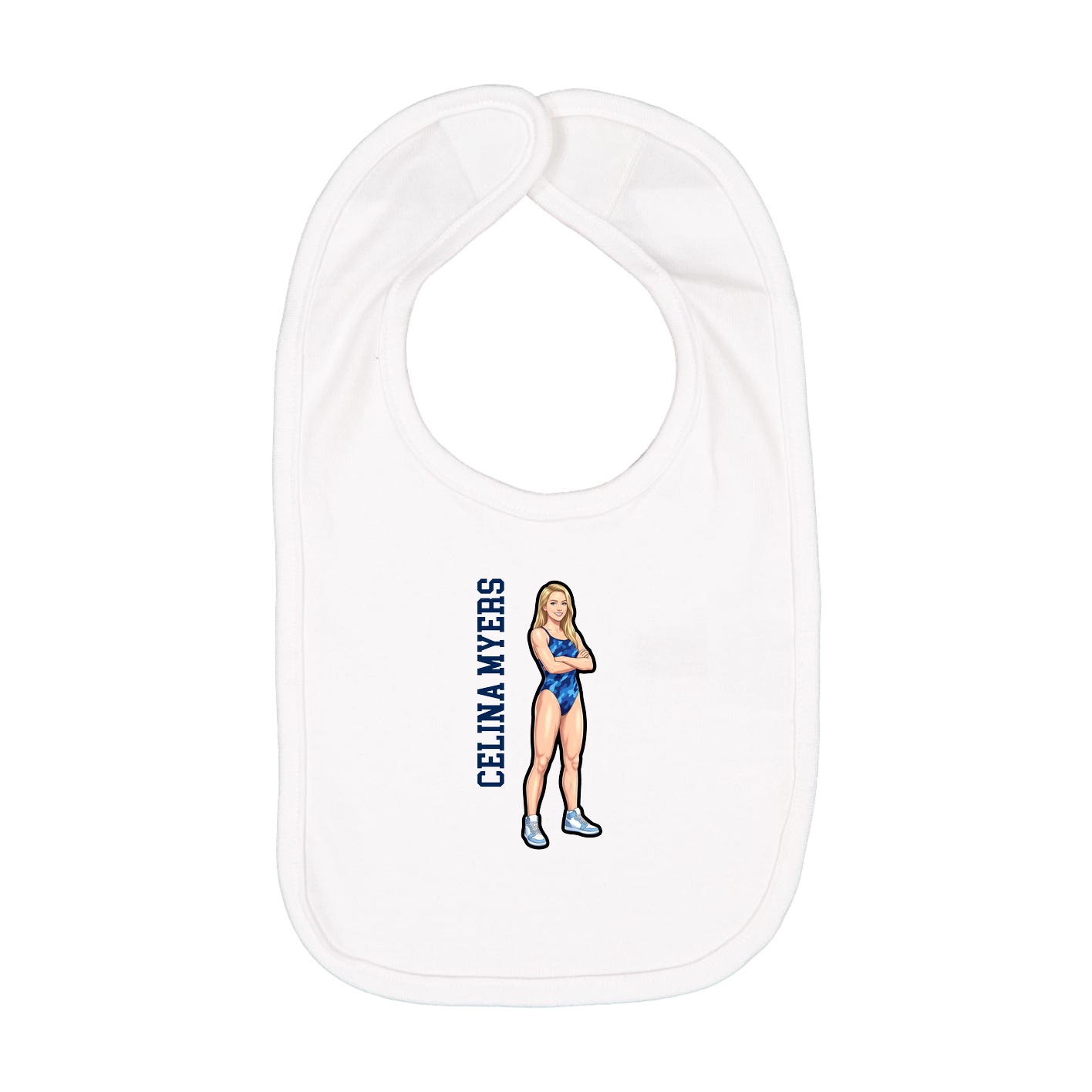 Infant Bib — Name Vertical in White