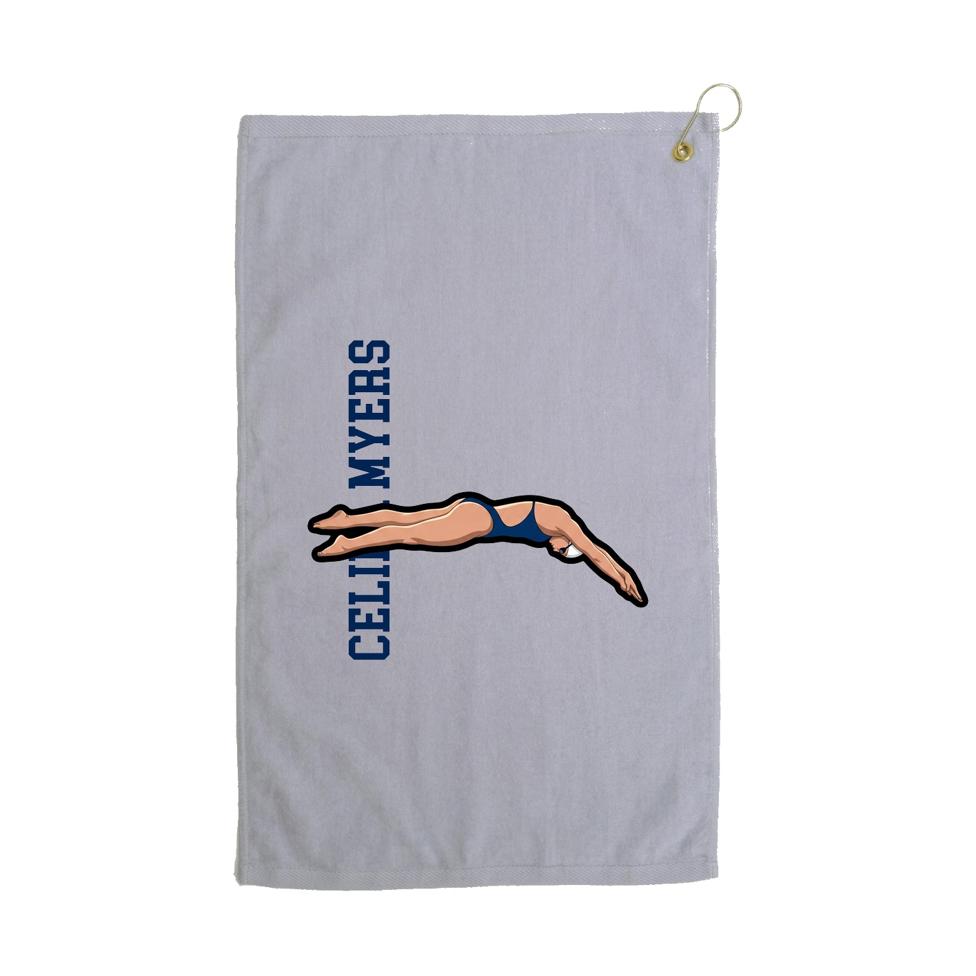 Golf Towel — Name Vertical in Grey