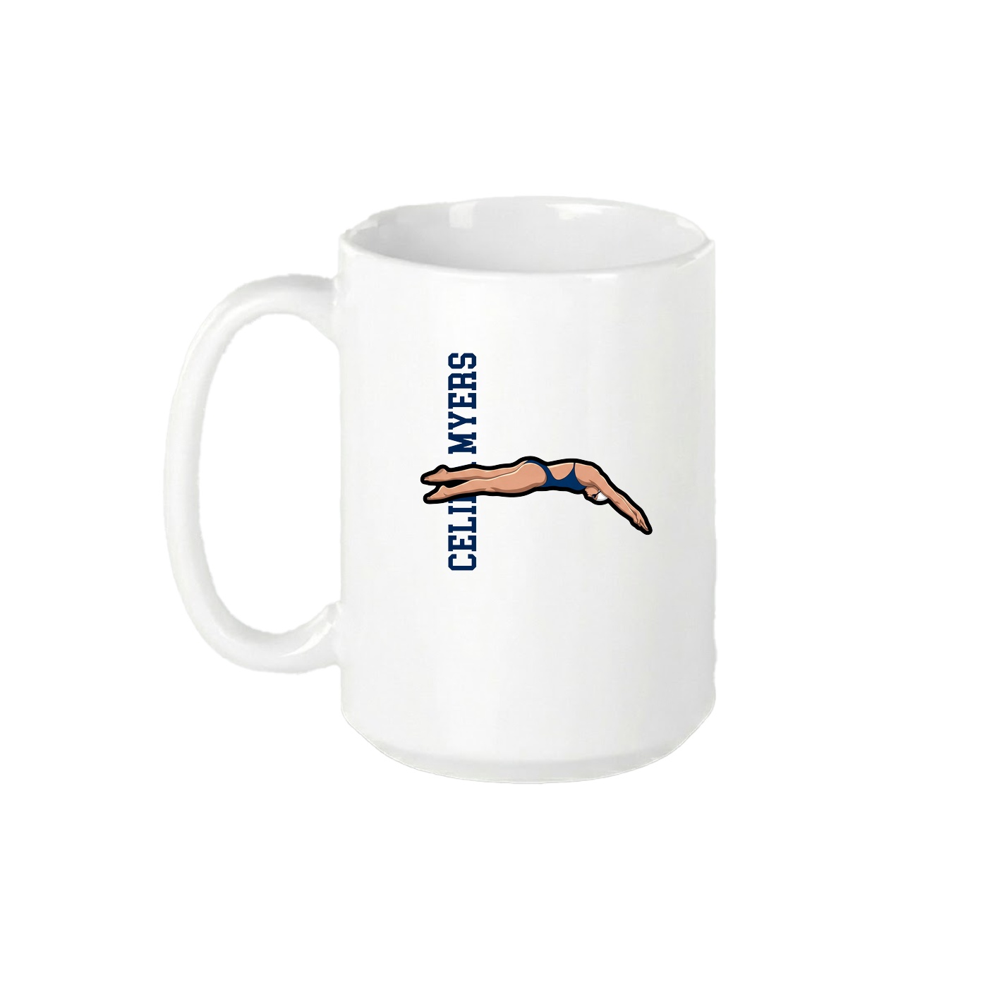 15oz Coffee Mug — Name Vertical in White