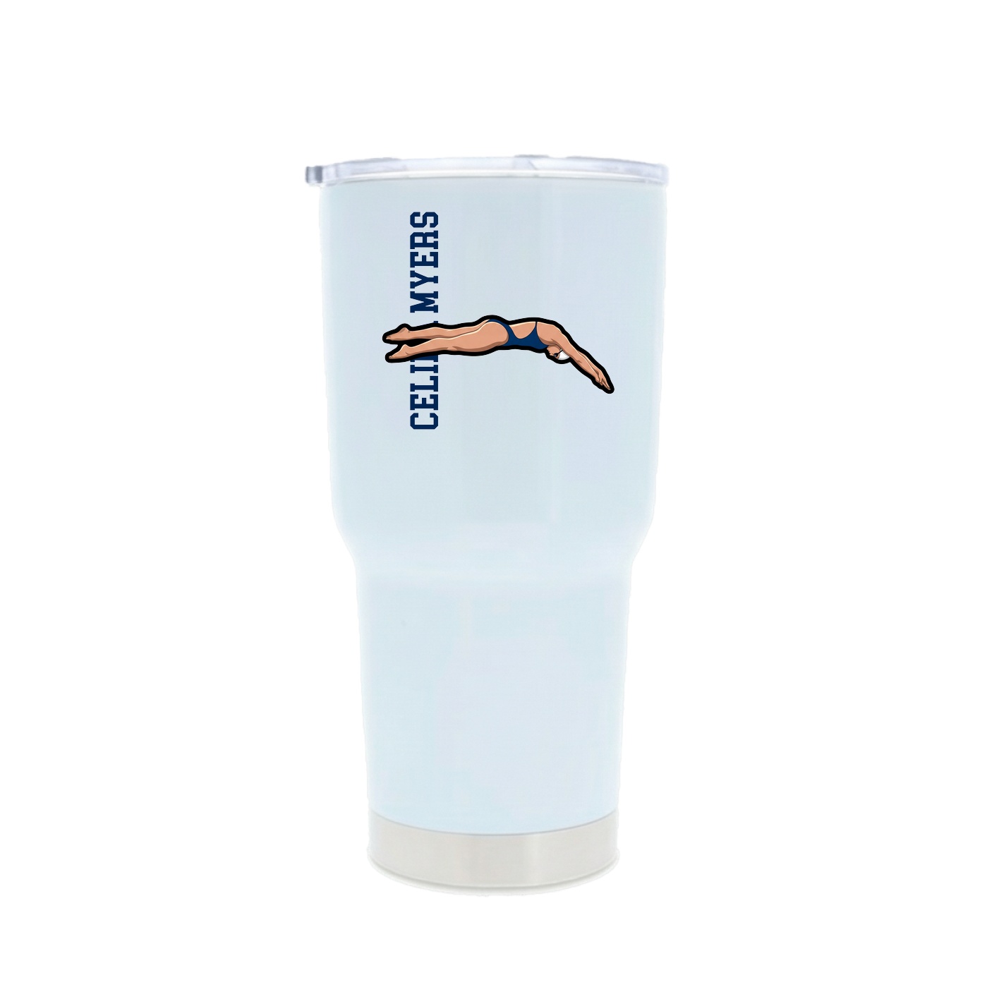 30oz Stainless Steel Tumbler — Name Vertical in White