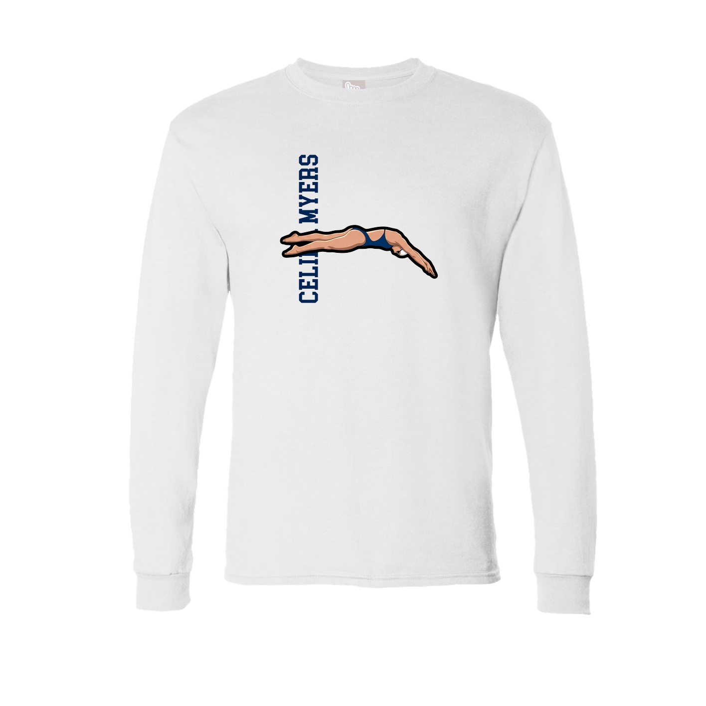 Long Sleeve Tee — Name Vertical in White