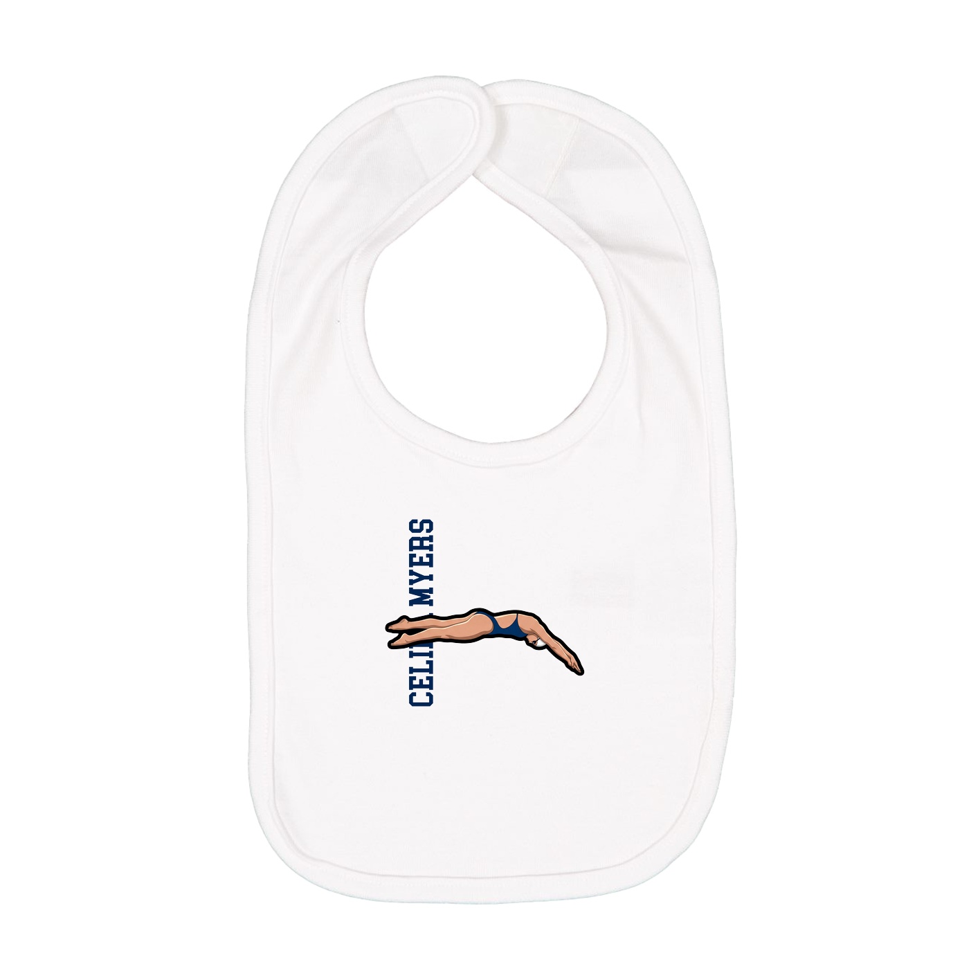 Infant Bib — Name Vertical in White