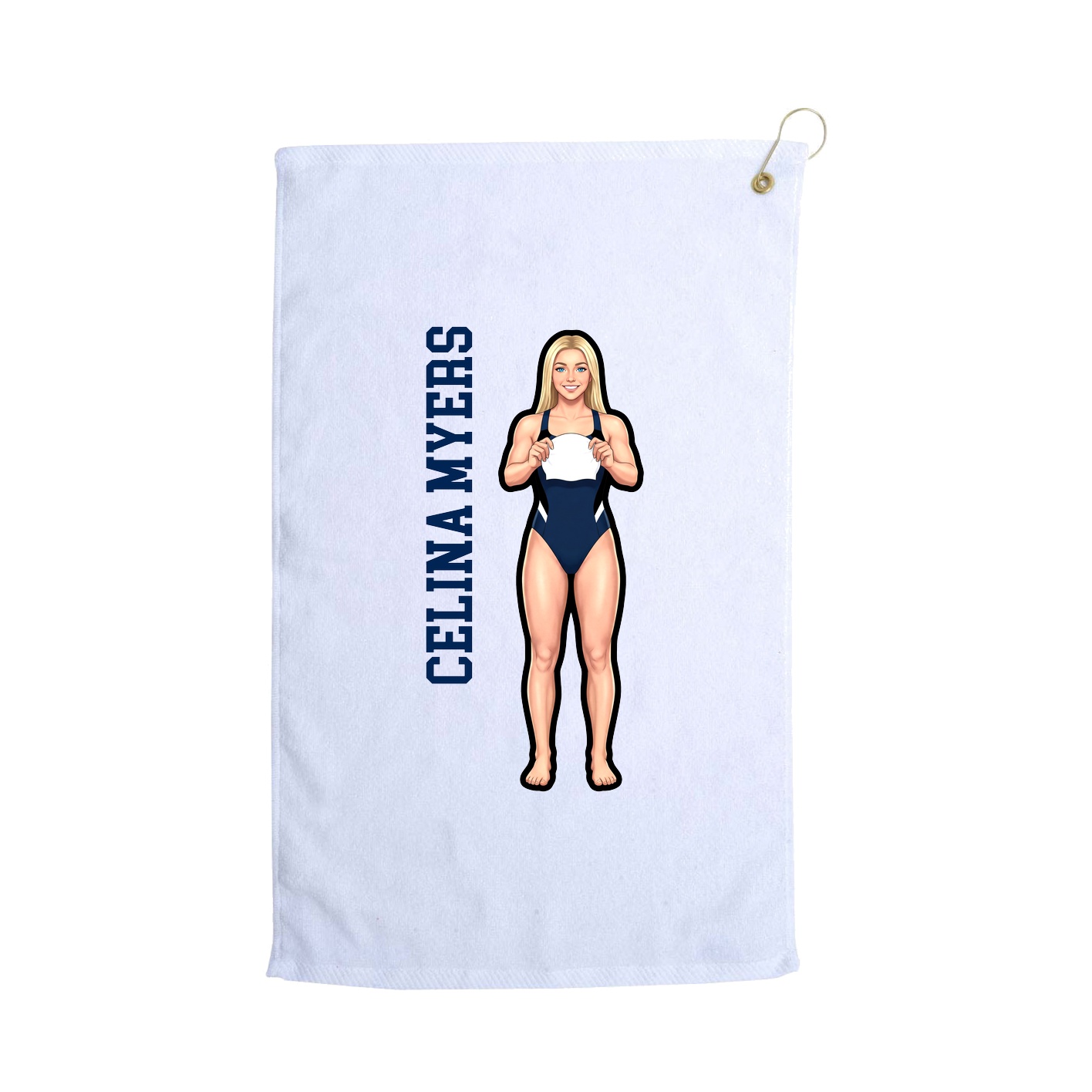 Golf Towel — Name Vertical in White