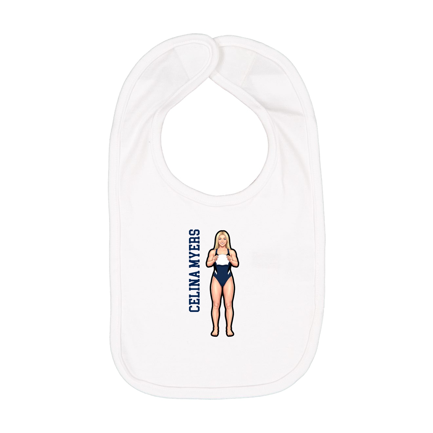 Infant Bib — Name Vertical in White