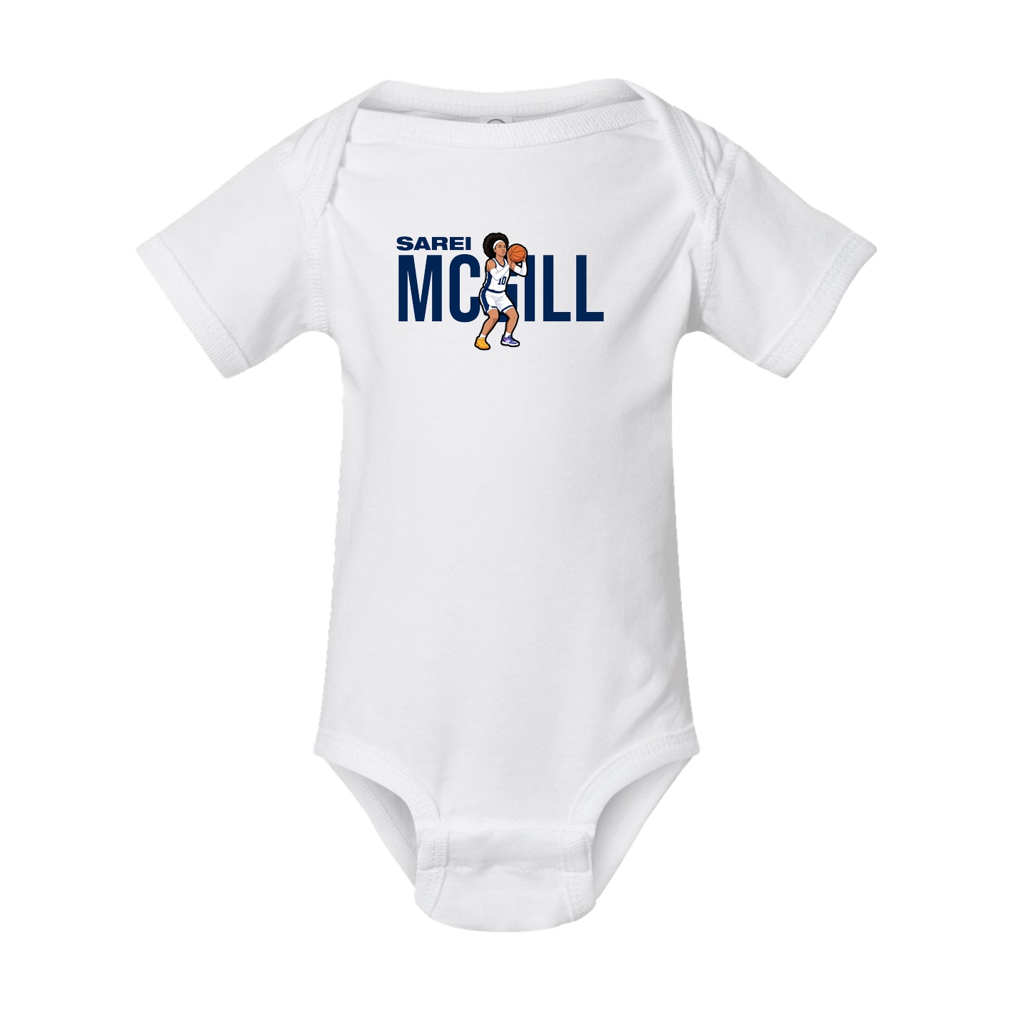 Baby Onesie — Player Name in White