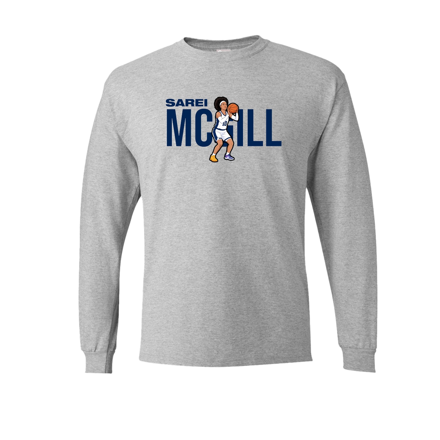 Long Sleeve Tee — Player Name in Grey