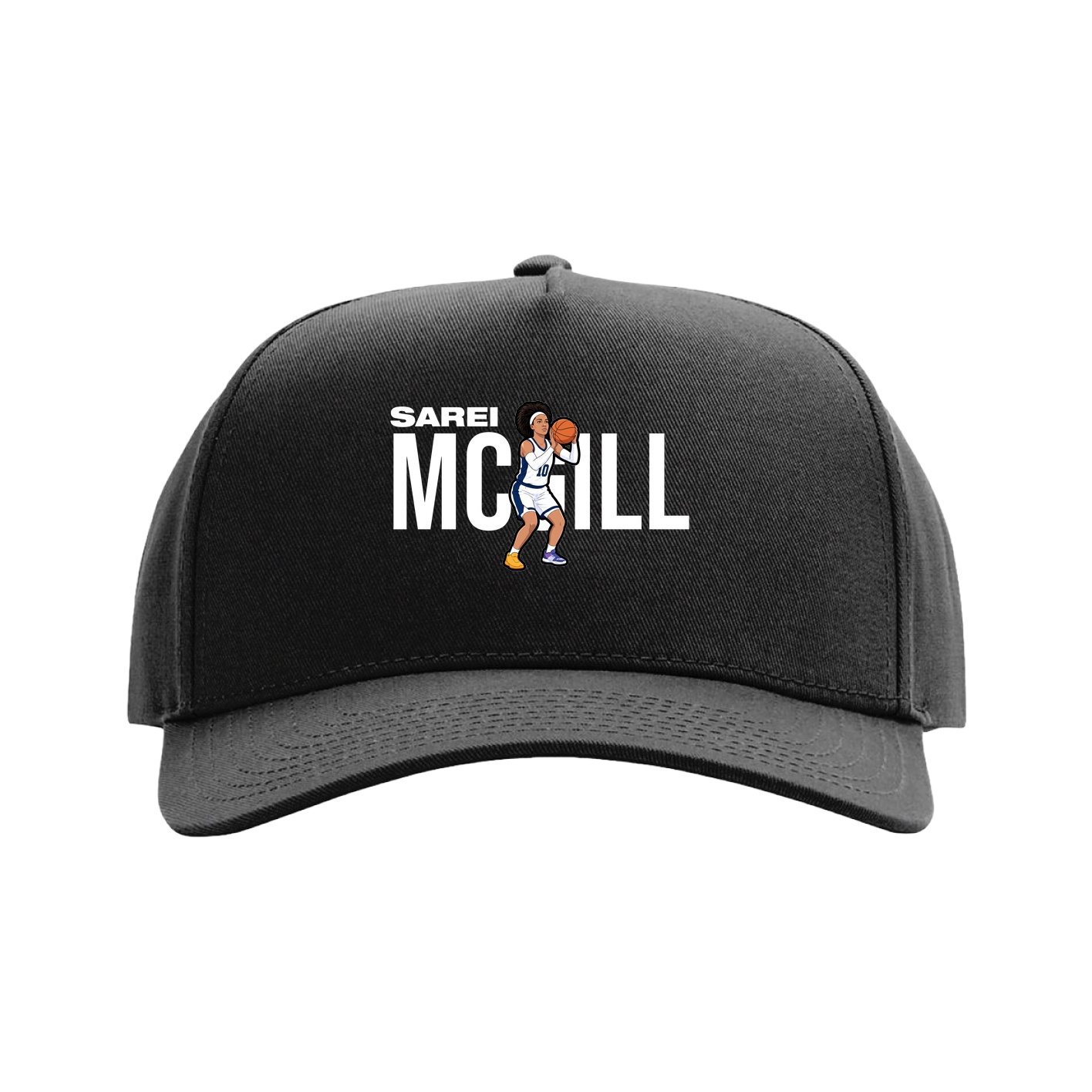 Full Fabric Five-Panel Champ Cap — Player Name in Black