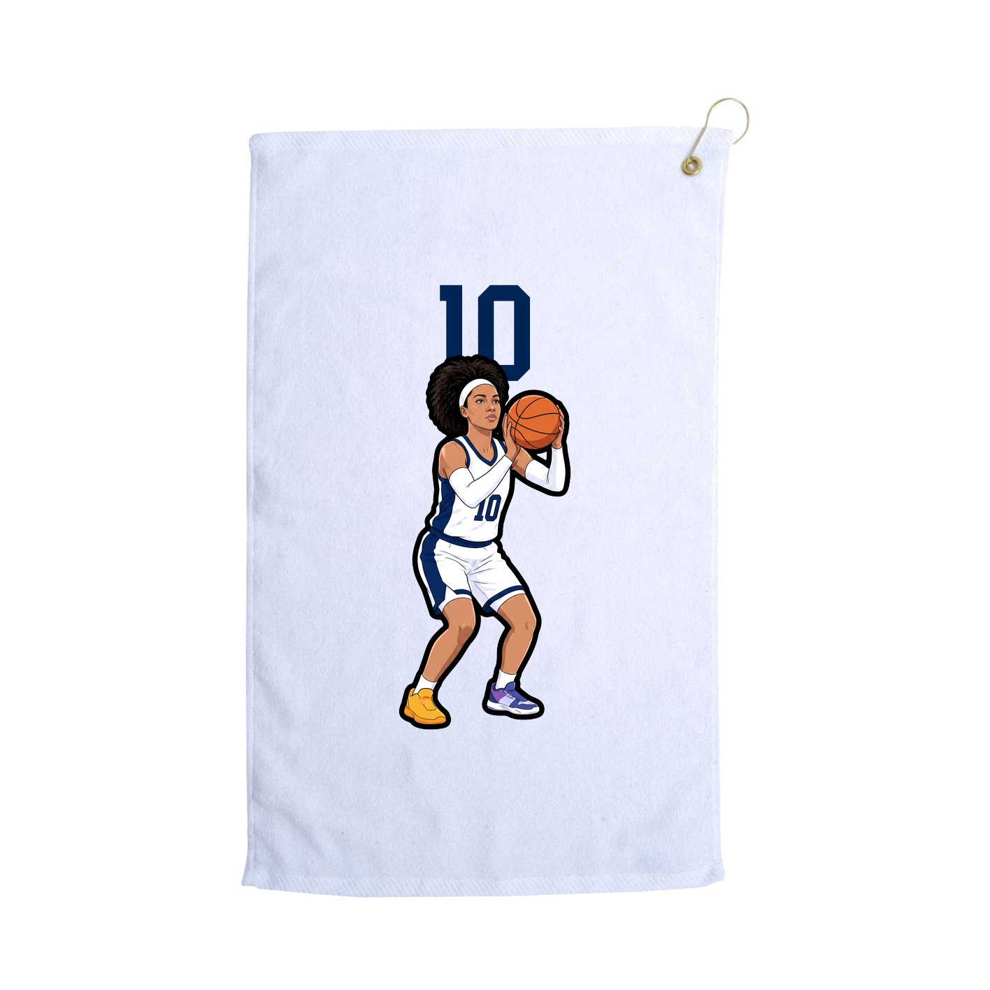 Golf Towel — Number Top in White