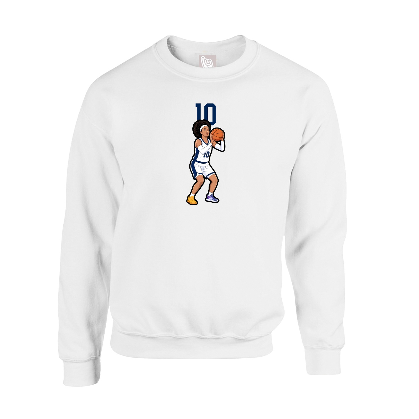 Fleece Crew — Number Top in White