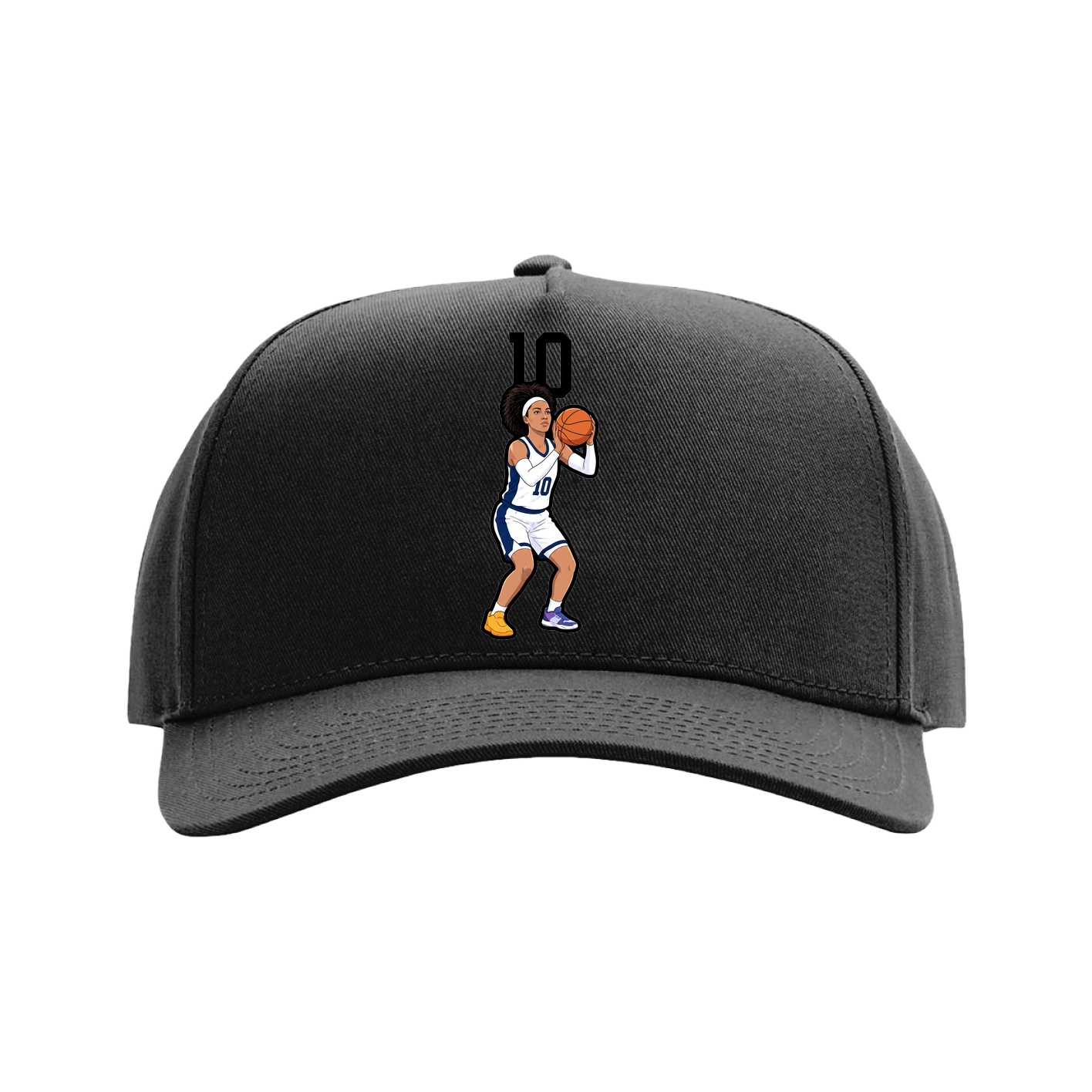 Full Fabric Five-Panel Champ Cap — Number Top in Black