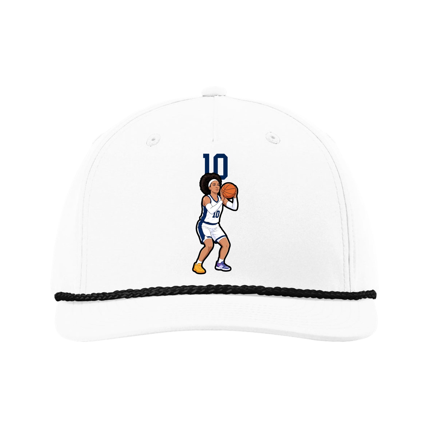 Five-Panel Classic Rope Cap — Number Top in White