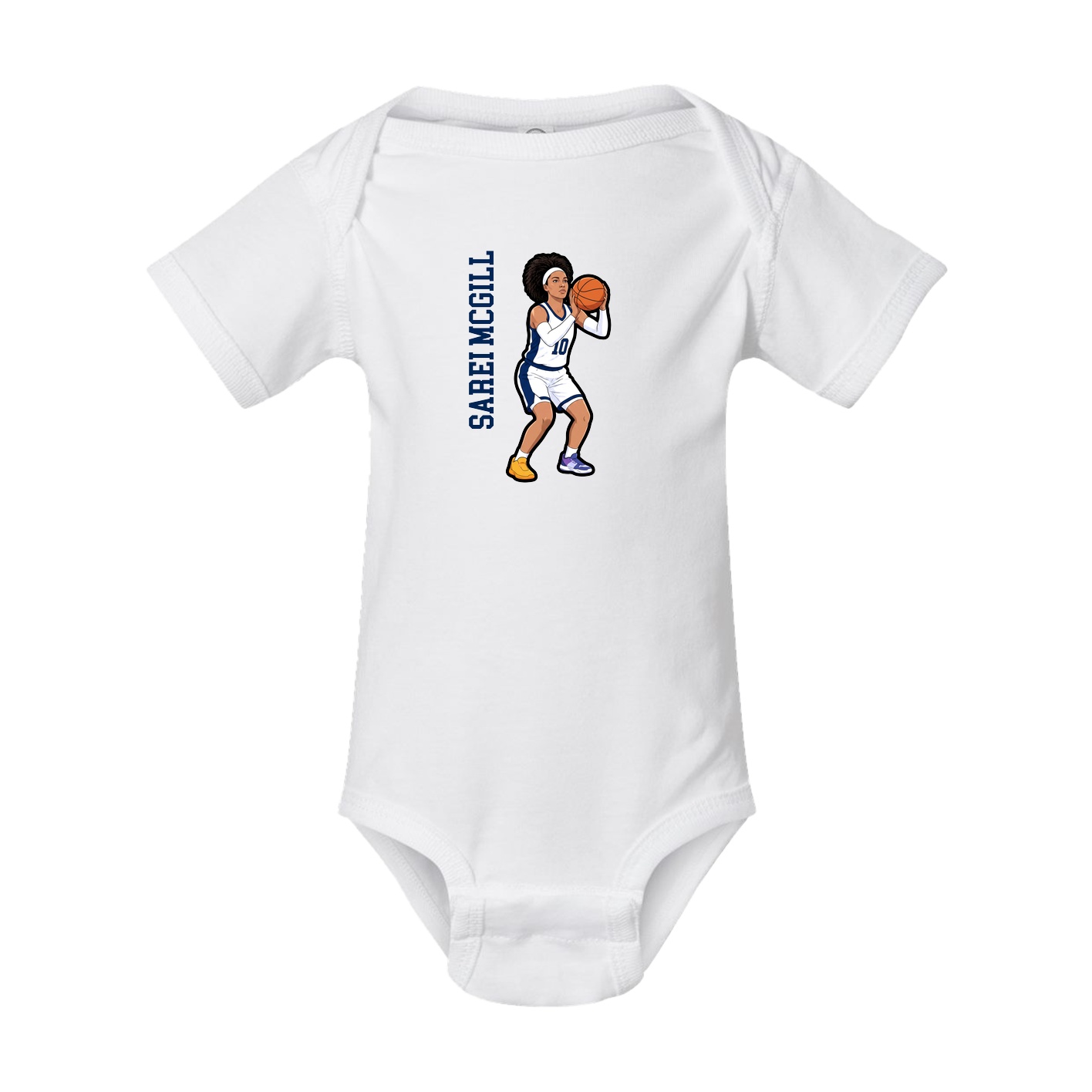 Baby Onesie — Name Vertical in White