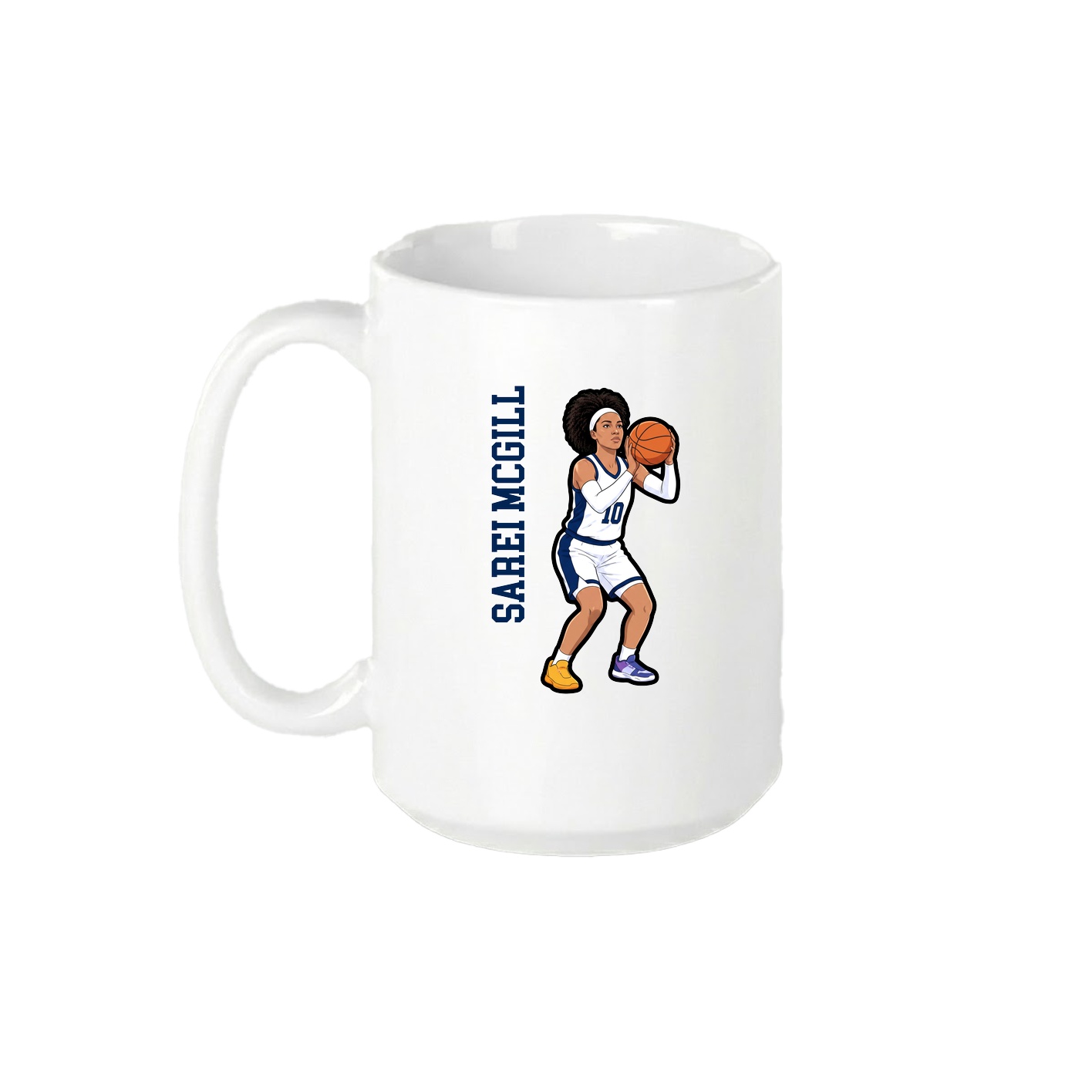 15oz Coffee Mug — Name Vertical in White