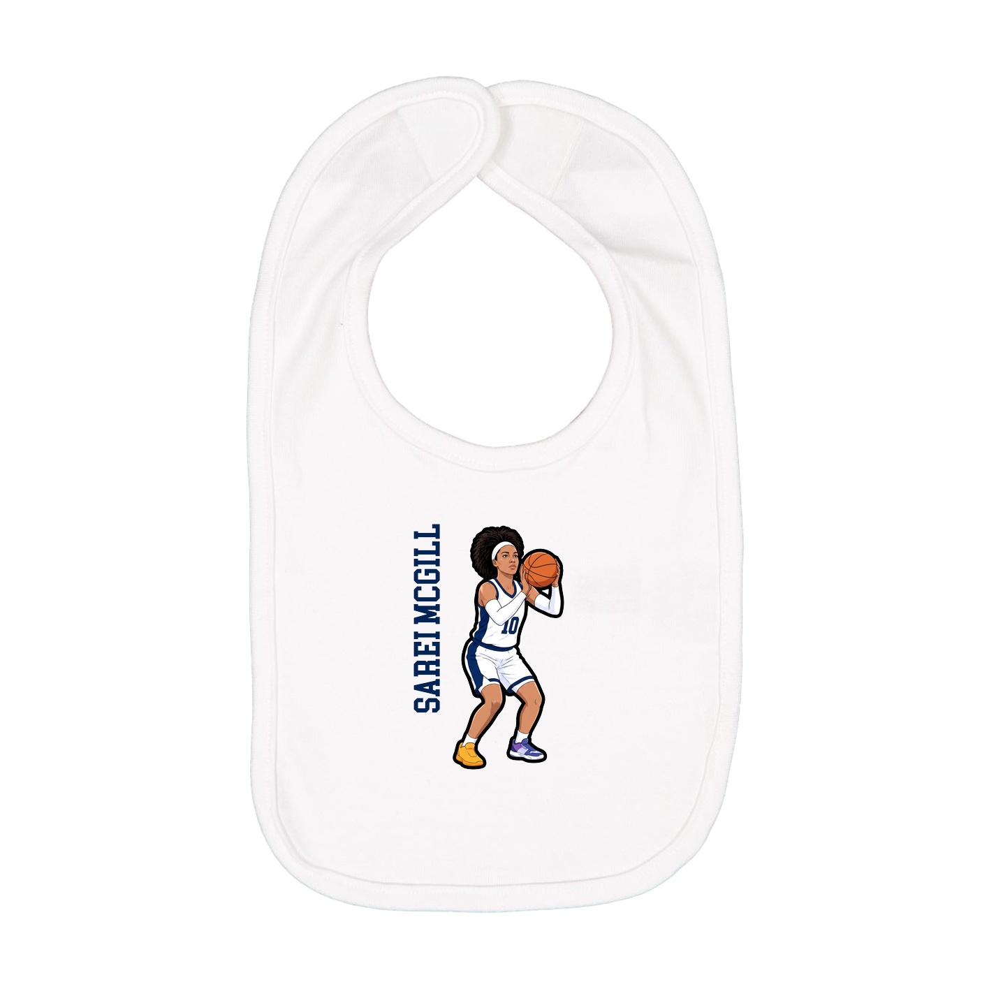 Infant Bib — Name Vertical in White