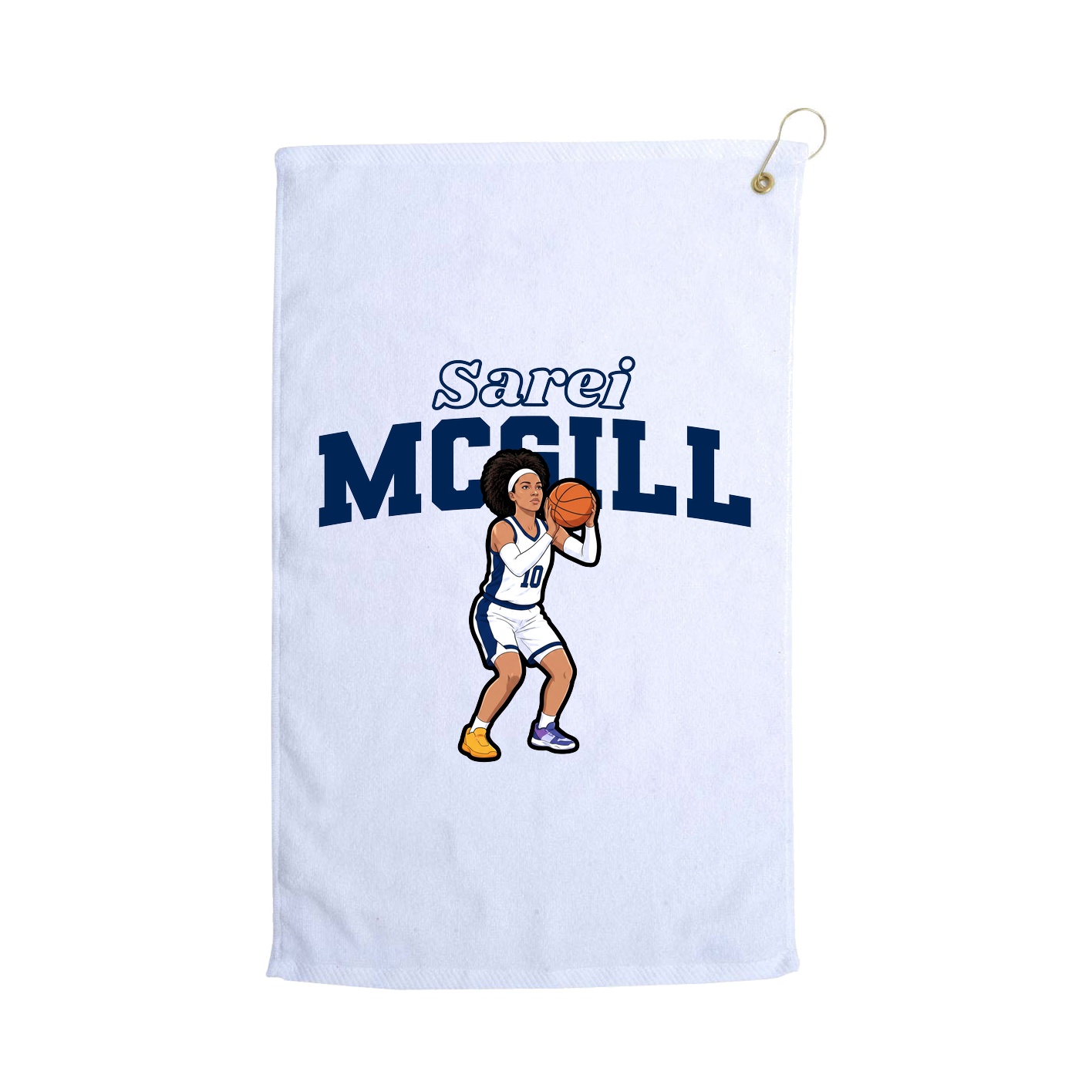 Golf Towel — Name Arch in White