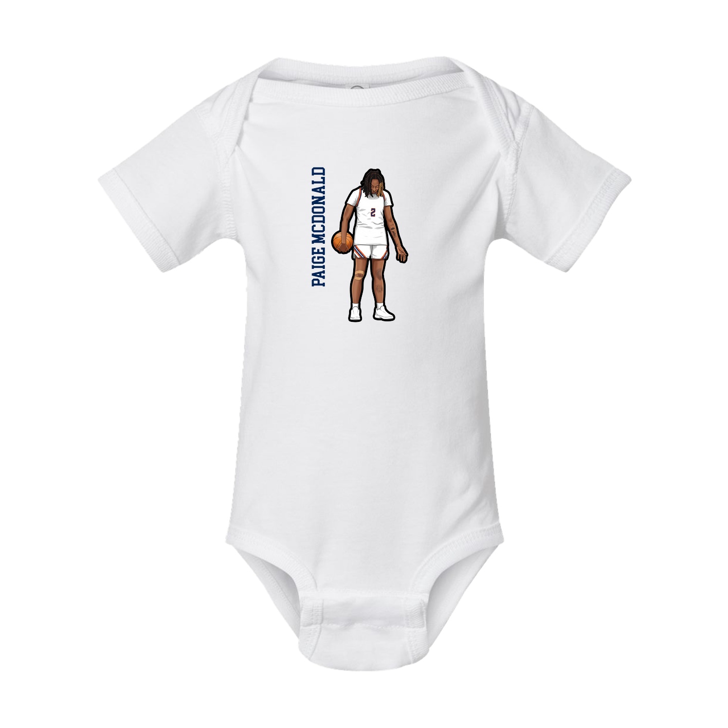 Baby Onesie — Name Vertical in White