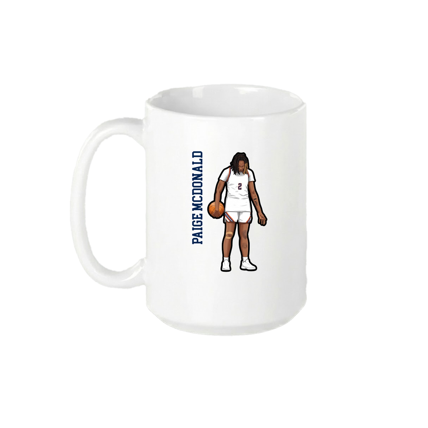 15oz Coffee Mug — Name Vertical in White