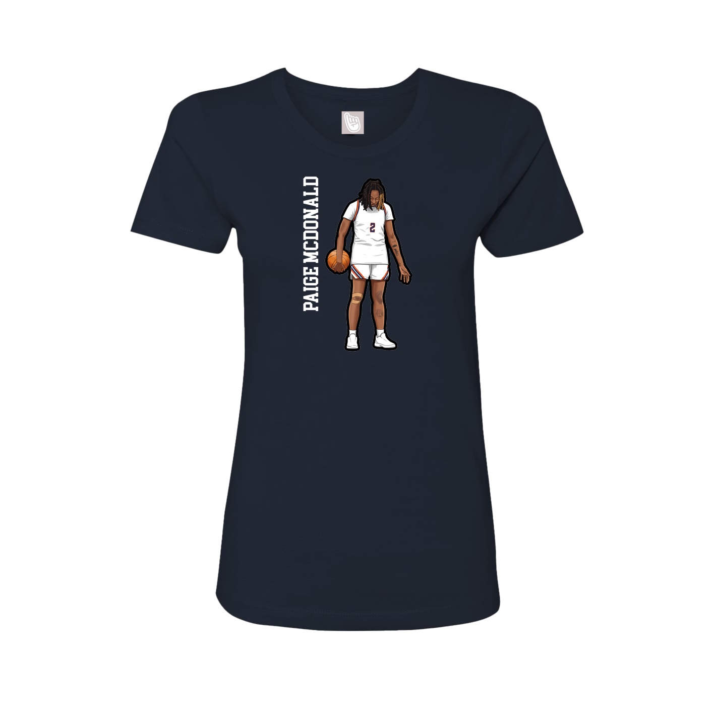 Fitted Women's Tee — Name Vertical in Navy