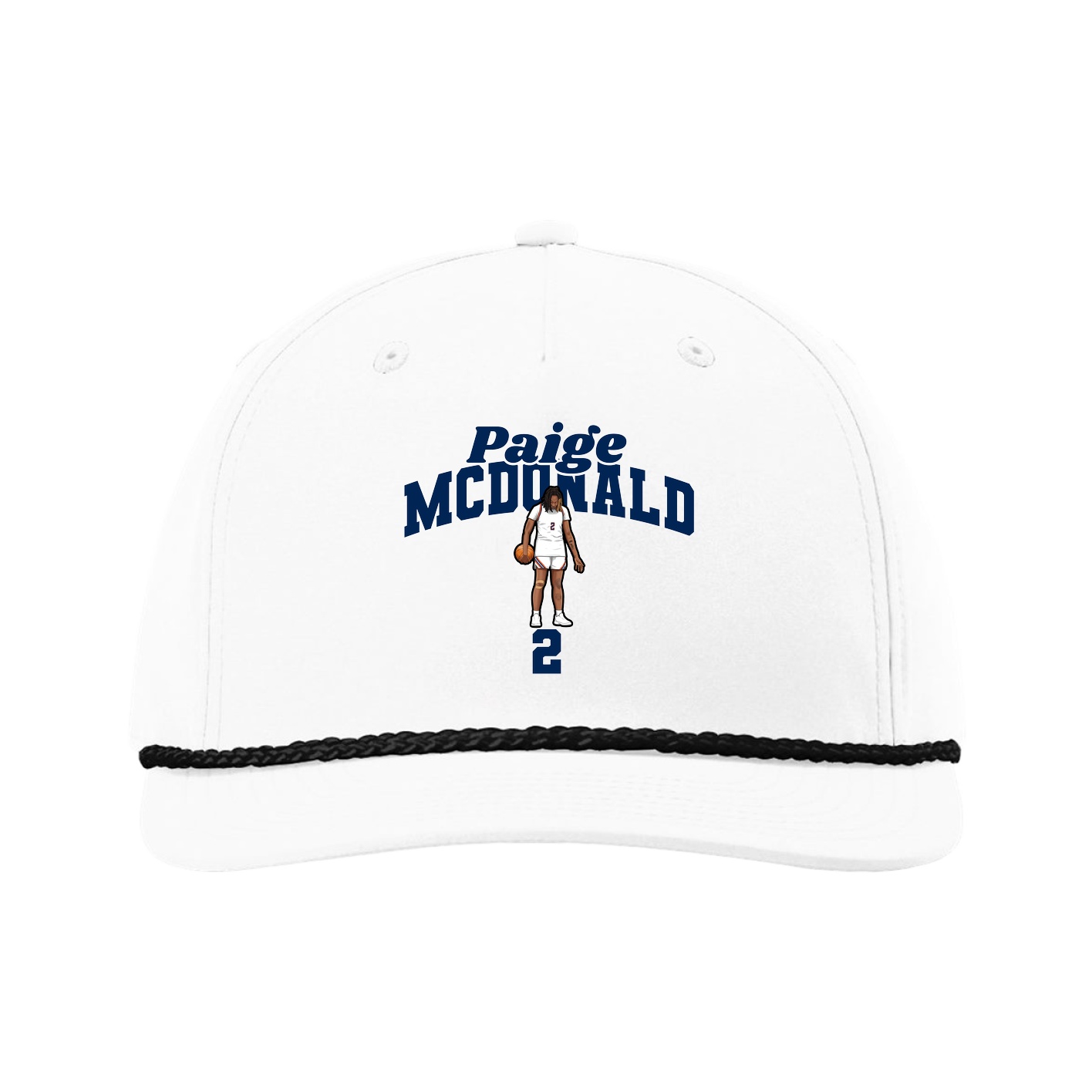 Five-Panel Classic Rope Cap — Signature Arch in White