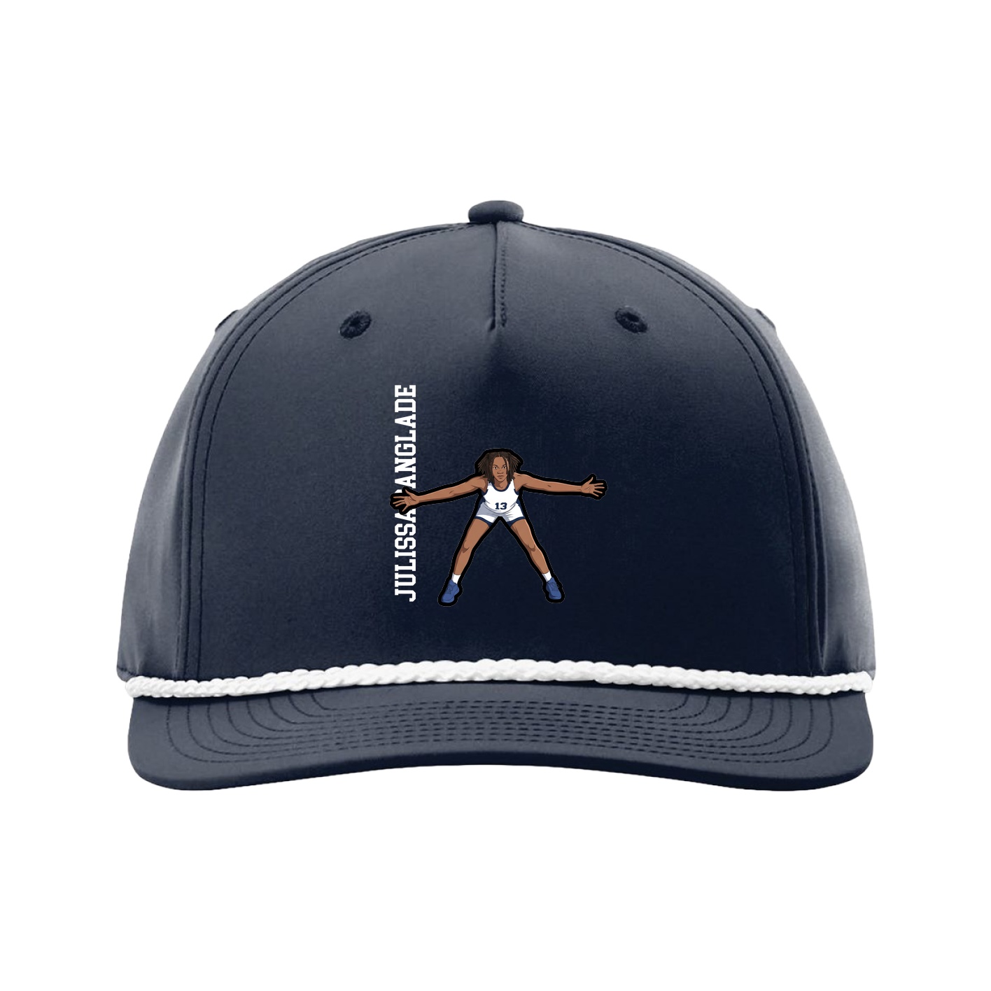 Five-Panel Classic Rope Cap — Name Vertical in Navy