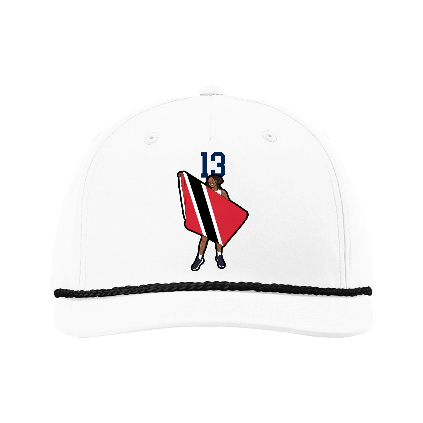 Five-Panel Classic Rope Cap — Number Top in White