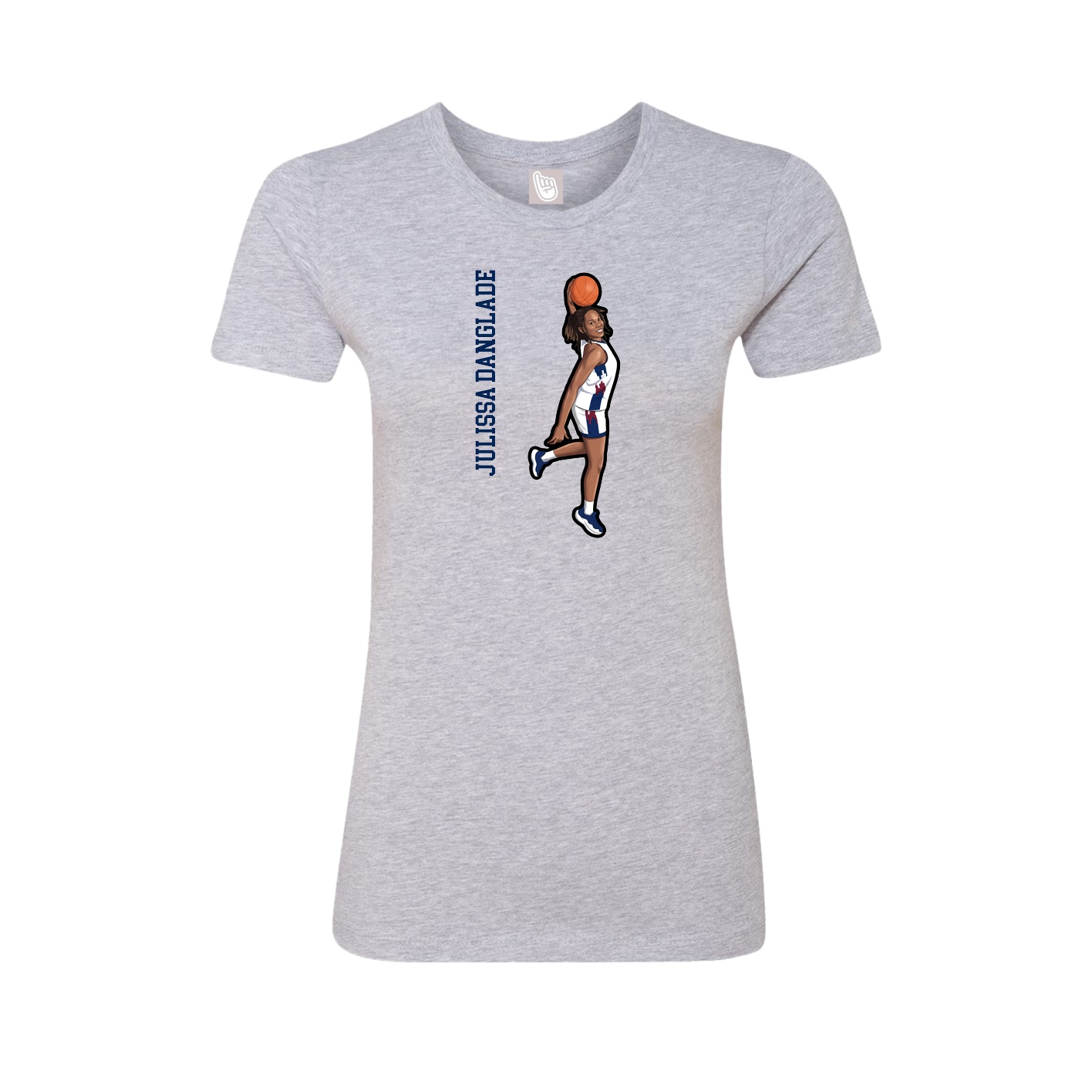 Fitted Women's Tee — Name Vertical in Grey