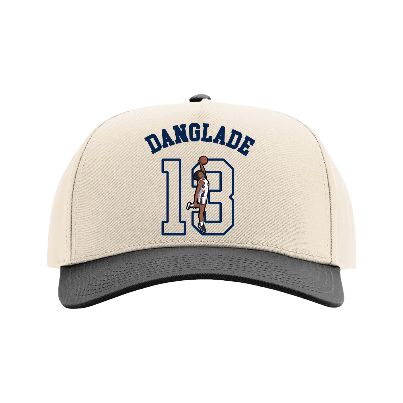 Full Fabric Five-Panel Champ Cap — Shirsey Arch in Cream/Black