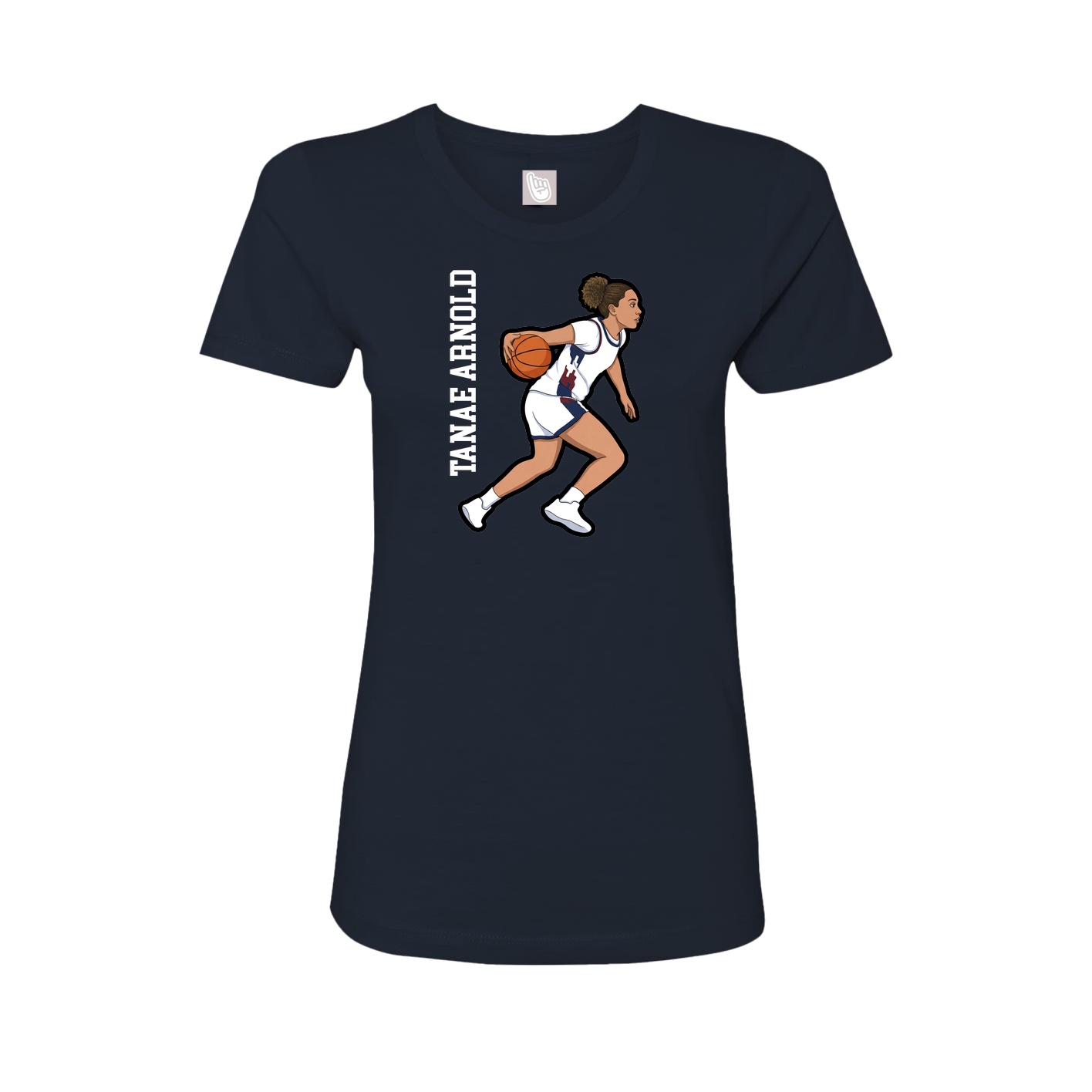 Fitted Women's Tee — Name Vertical in Navy