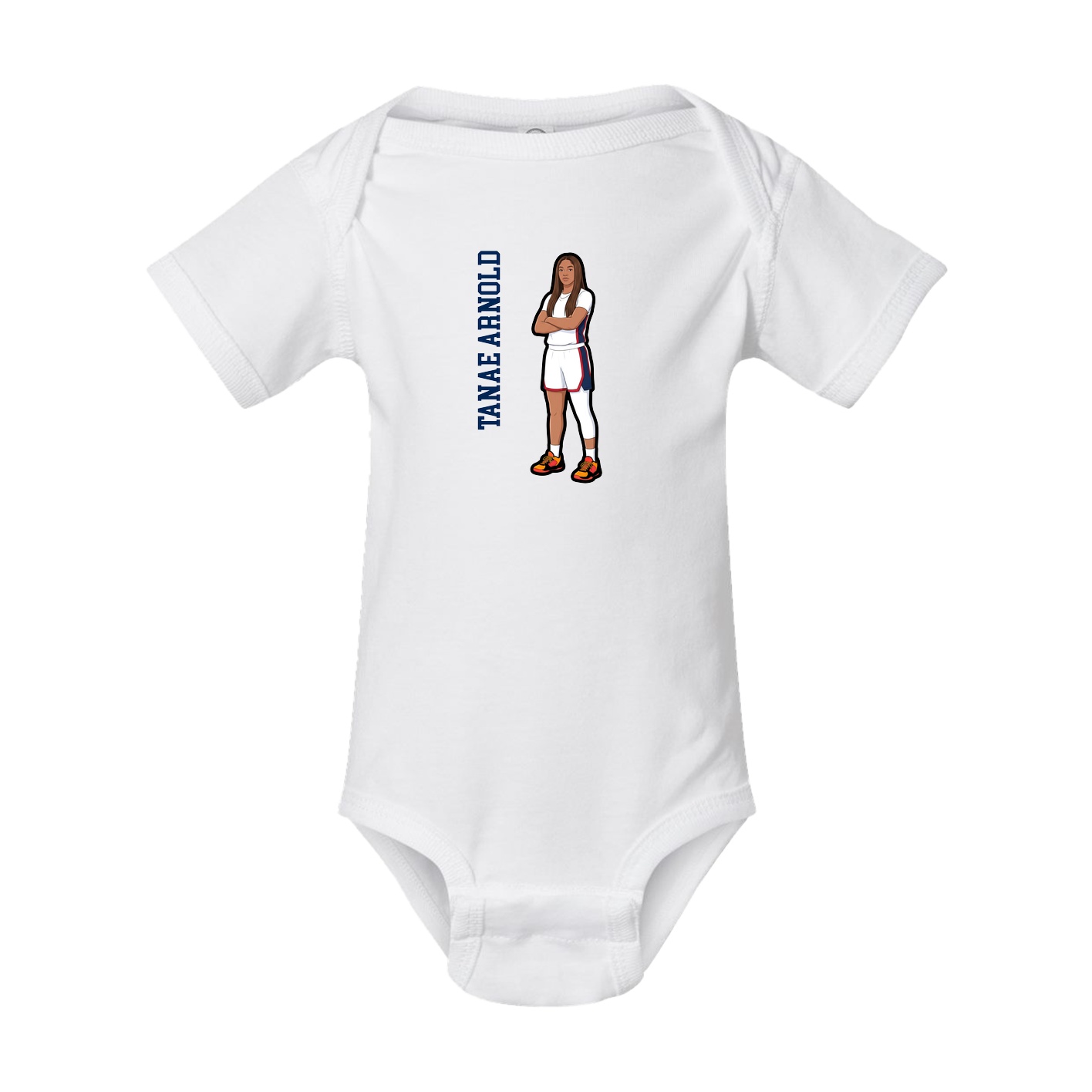 Baby Onesie — Name Vertical in White