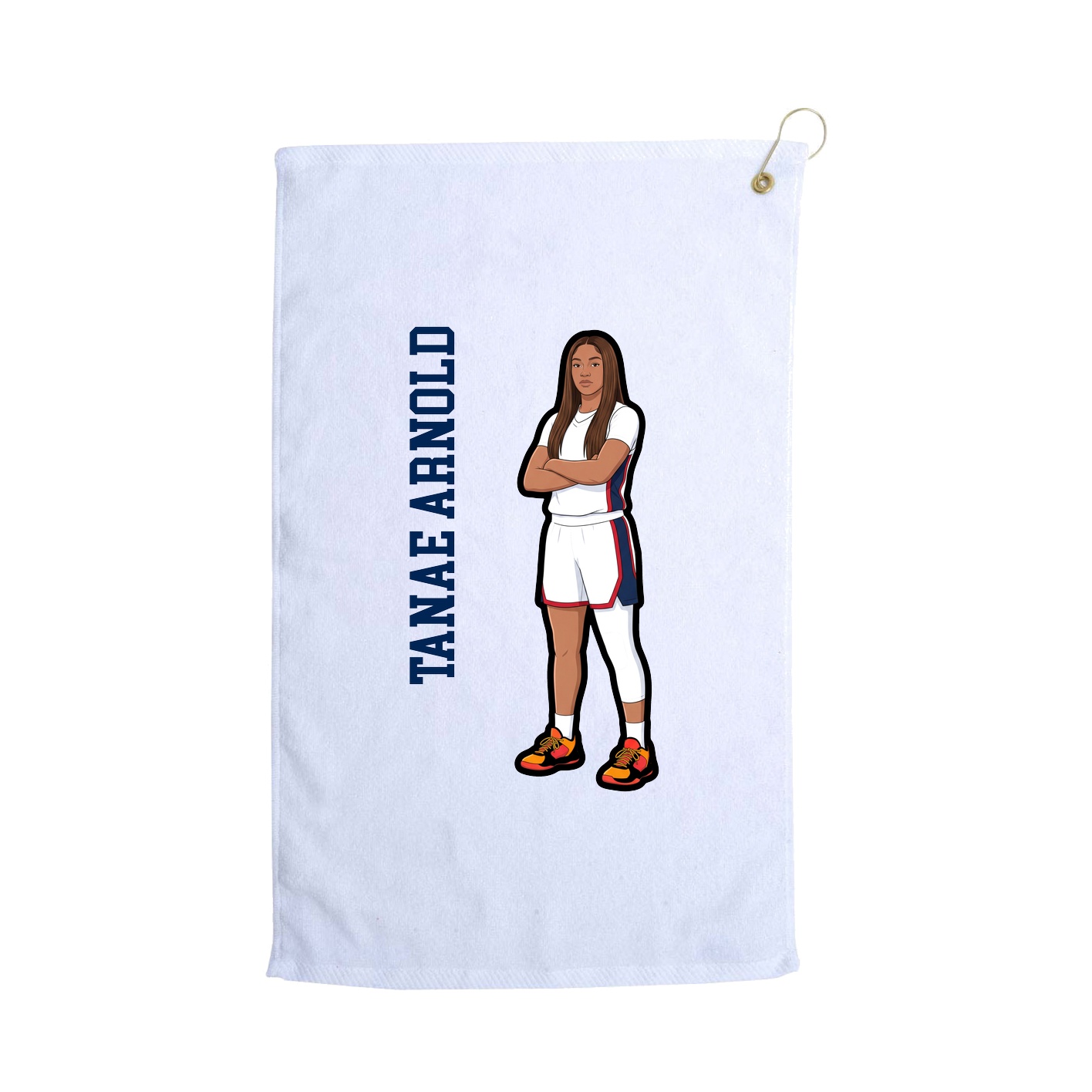 Golf Towel — Name Vertical in White