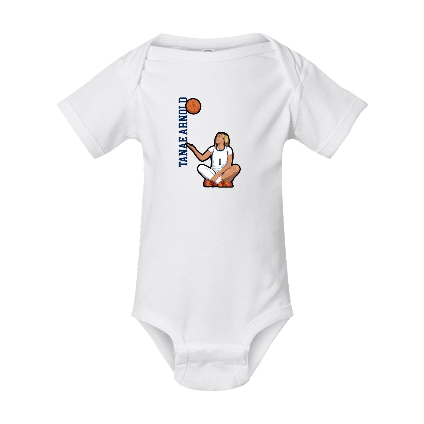 Baby Onesie — Name Vertical in White