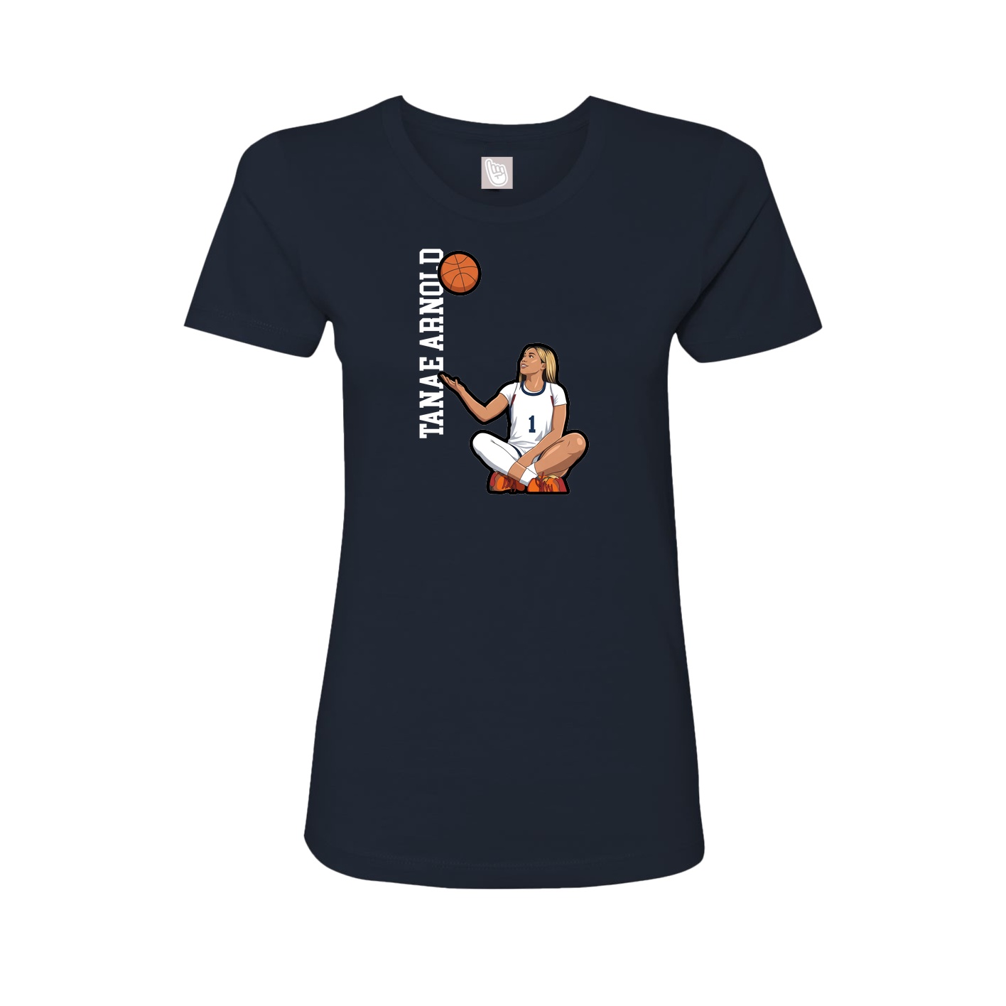 Fitted Women's Tee — Name Vertical in Navy