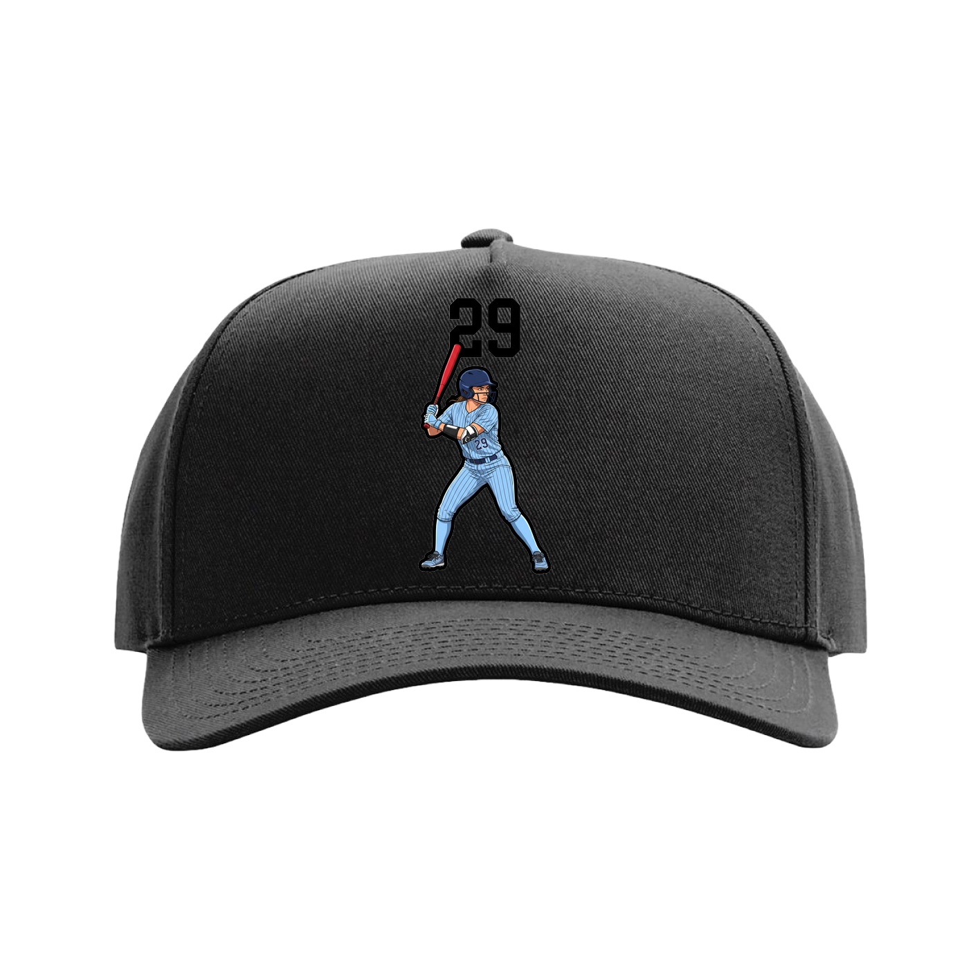Full Fabric Five-Panel Champ Cap — Number Top in Black