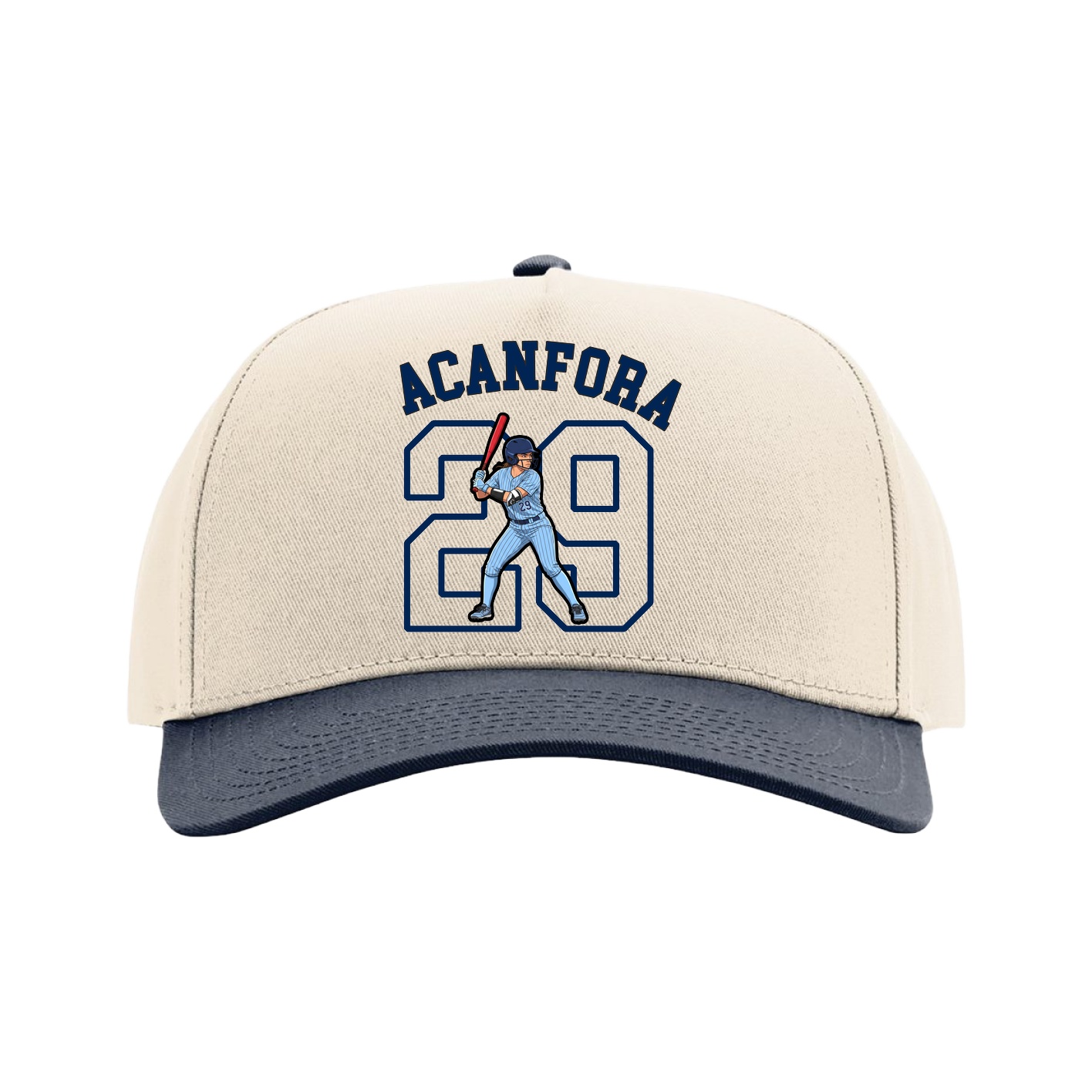 Full Fabric Five-Panel Champ Cap — Shirsey Arch in Cream/Navy