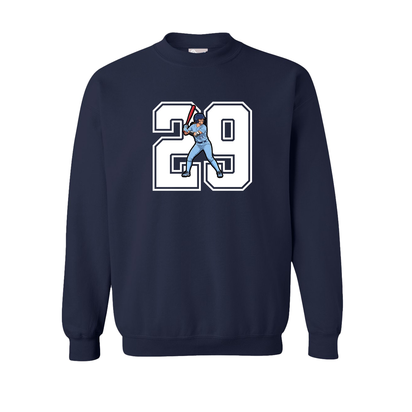 Fleece Crew — Number in Navy