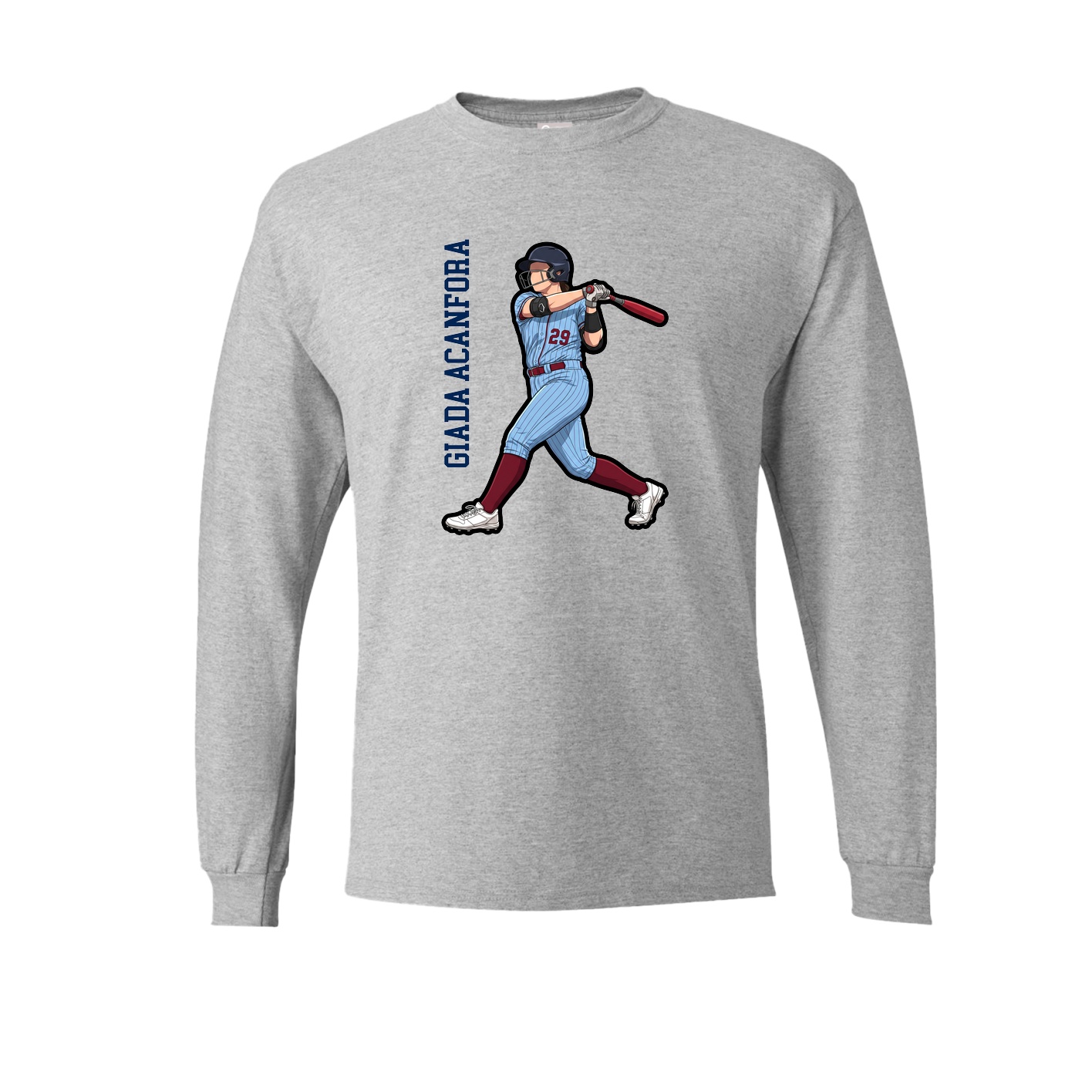 Long Sleeve Tee — Name Vertical in Grey