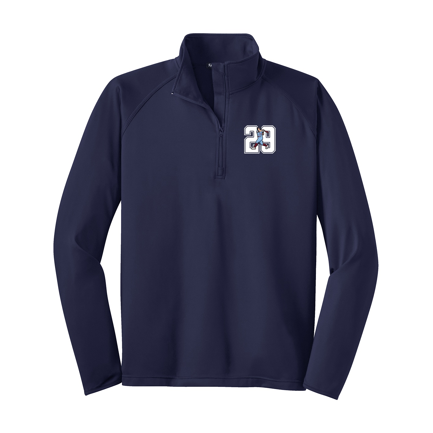 Q-Zip Pullover — Number in Navy