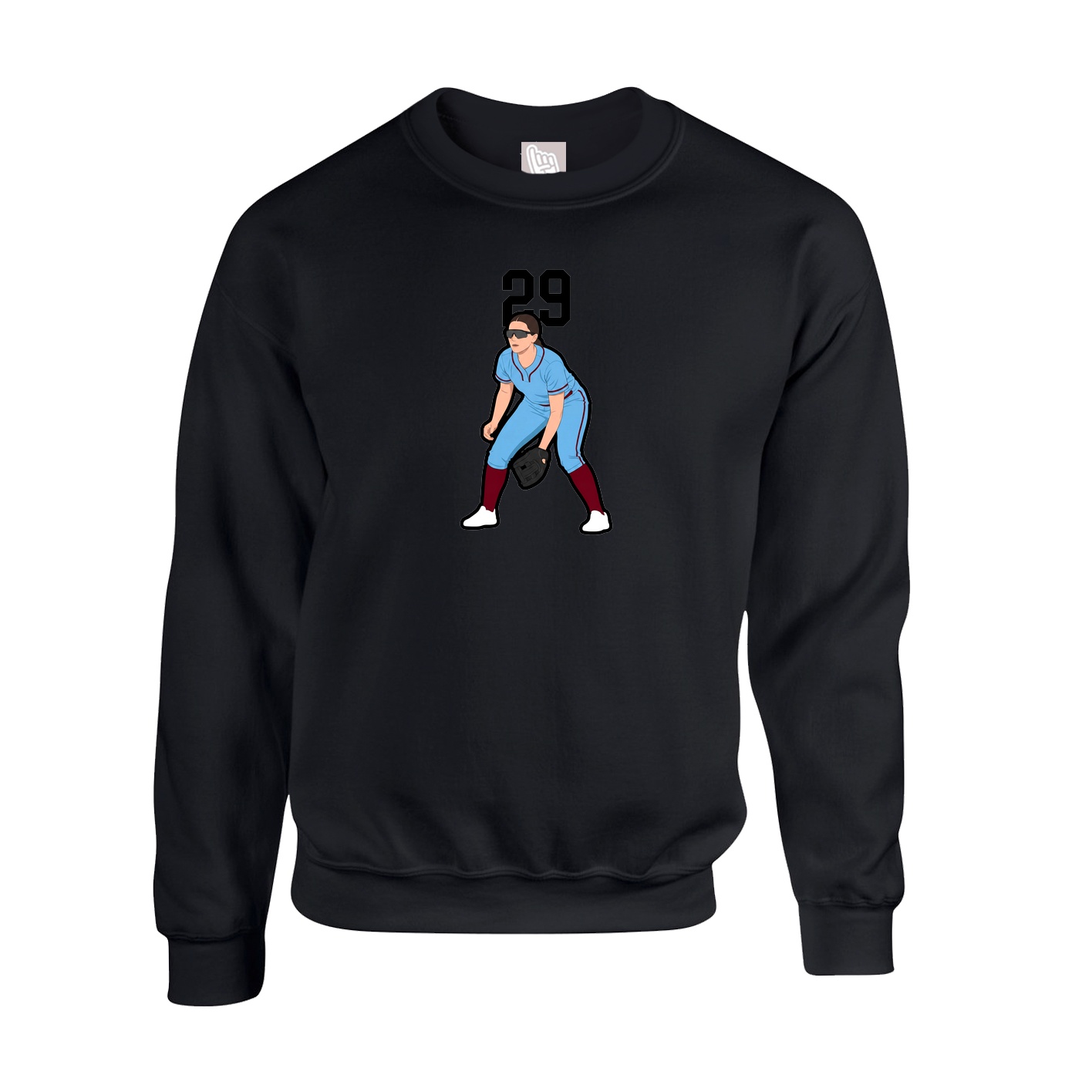 Fleece Crew — Number Top in Black