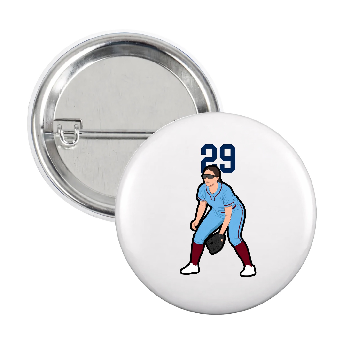 Game Day Button — Number Top in White