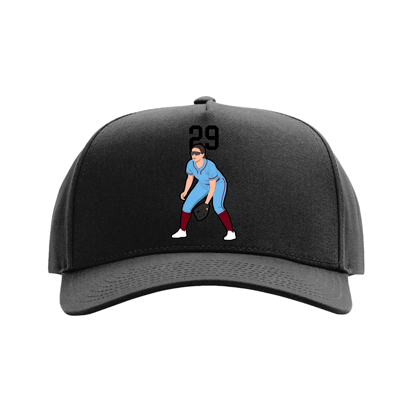 Full Fabric Five-Panel Champ Cap — Number Top in Black