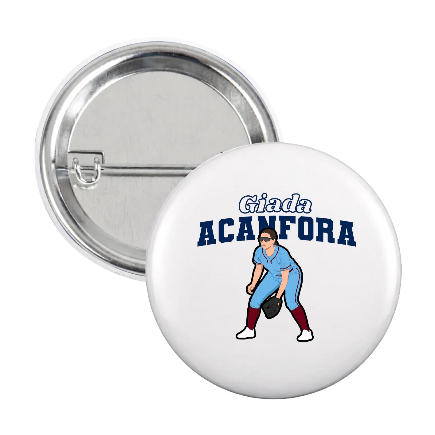 Game Day Button — Name Arch in White