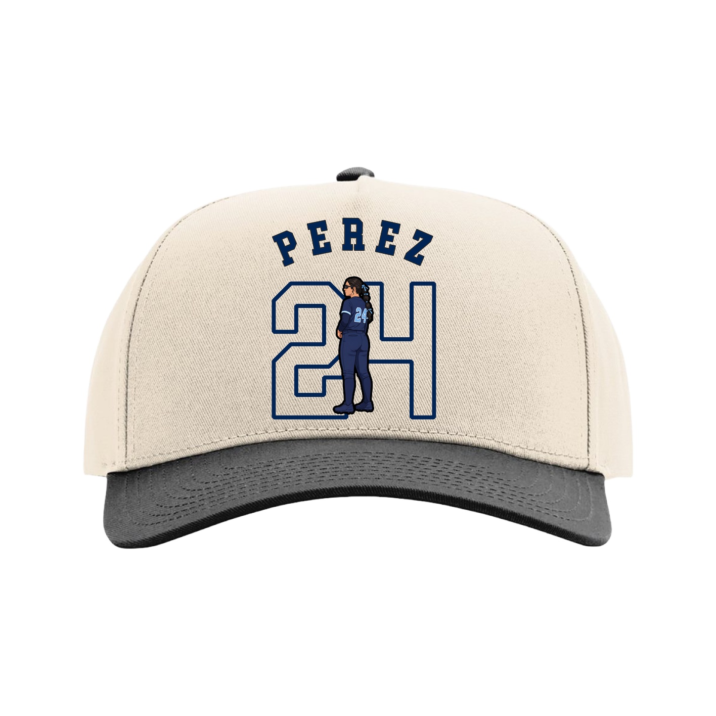 Full Fabric Five-Panel Champ Cap — Shirsey Arch in Cream/Black