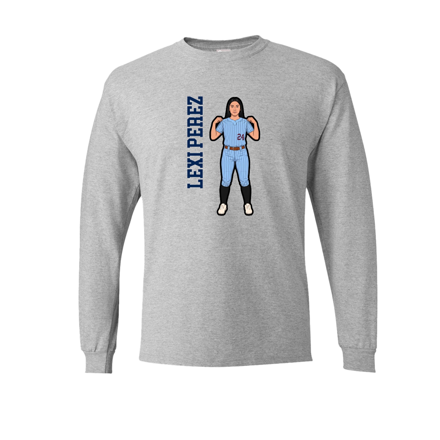 Long Sleeve Tee — Name Vertical in Grey