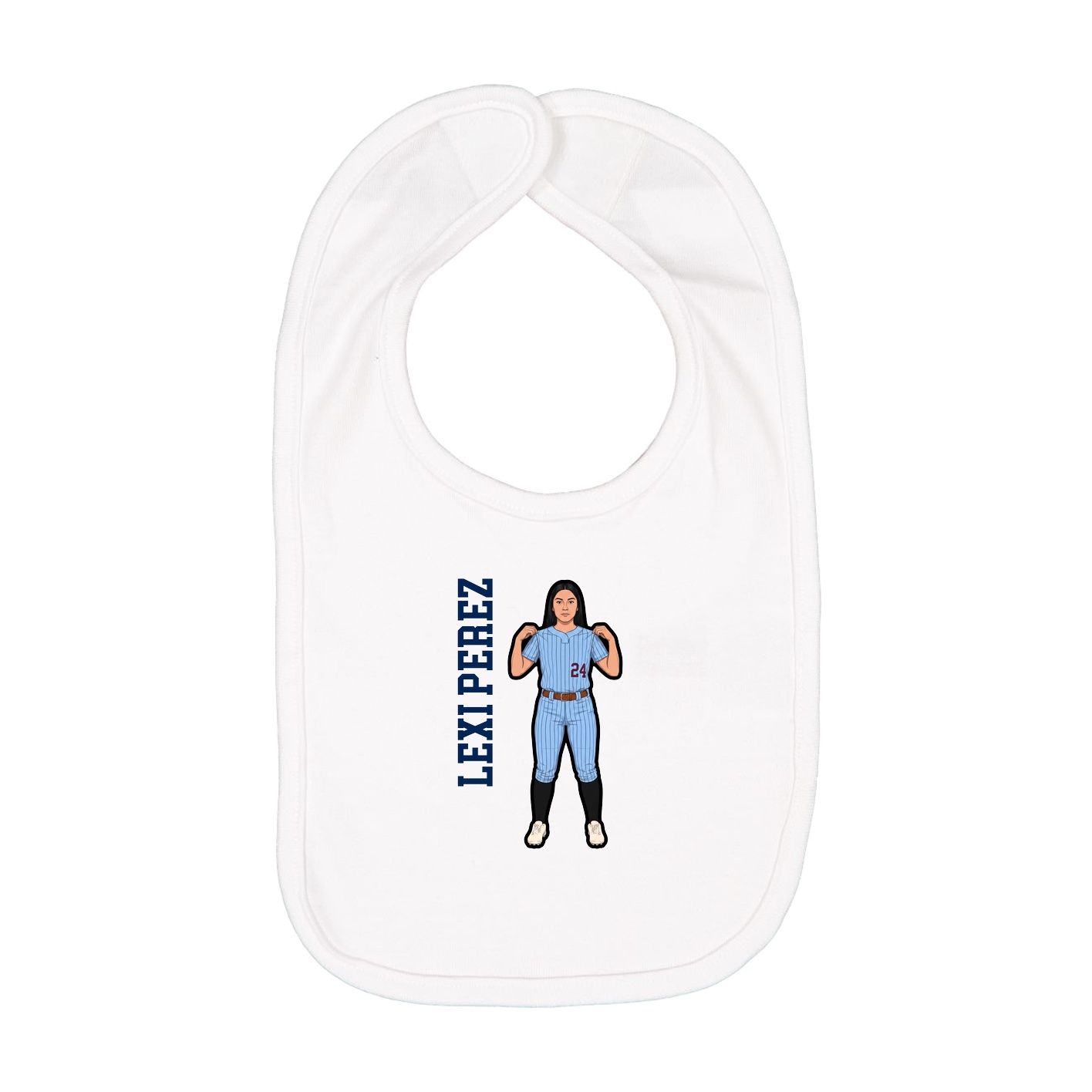 Infant Bib — Name Vertical in White